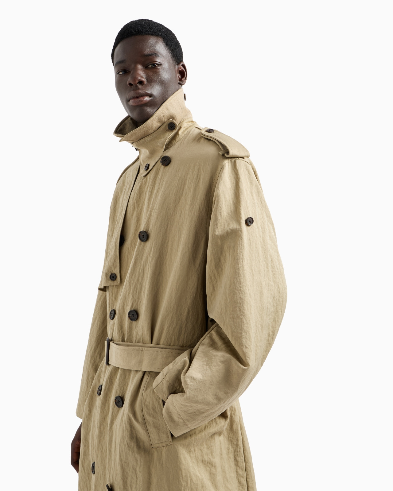 DOUBLE-BREASTED TRENCH COAT WITH BELT IN TECHNICAL TWILL - 6