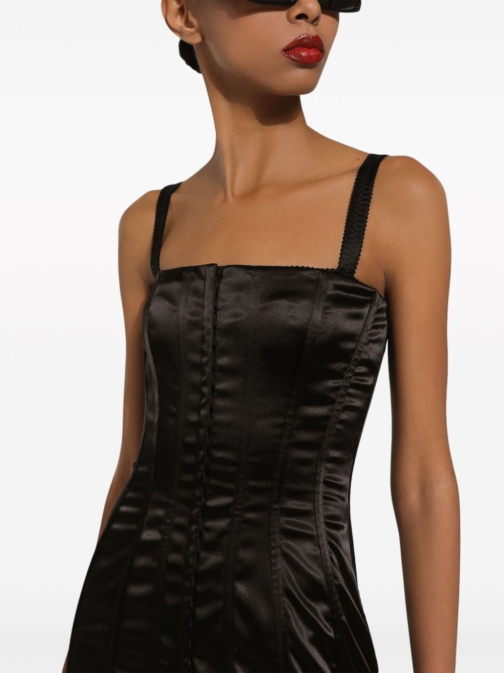 strapless satin minidress - 5