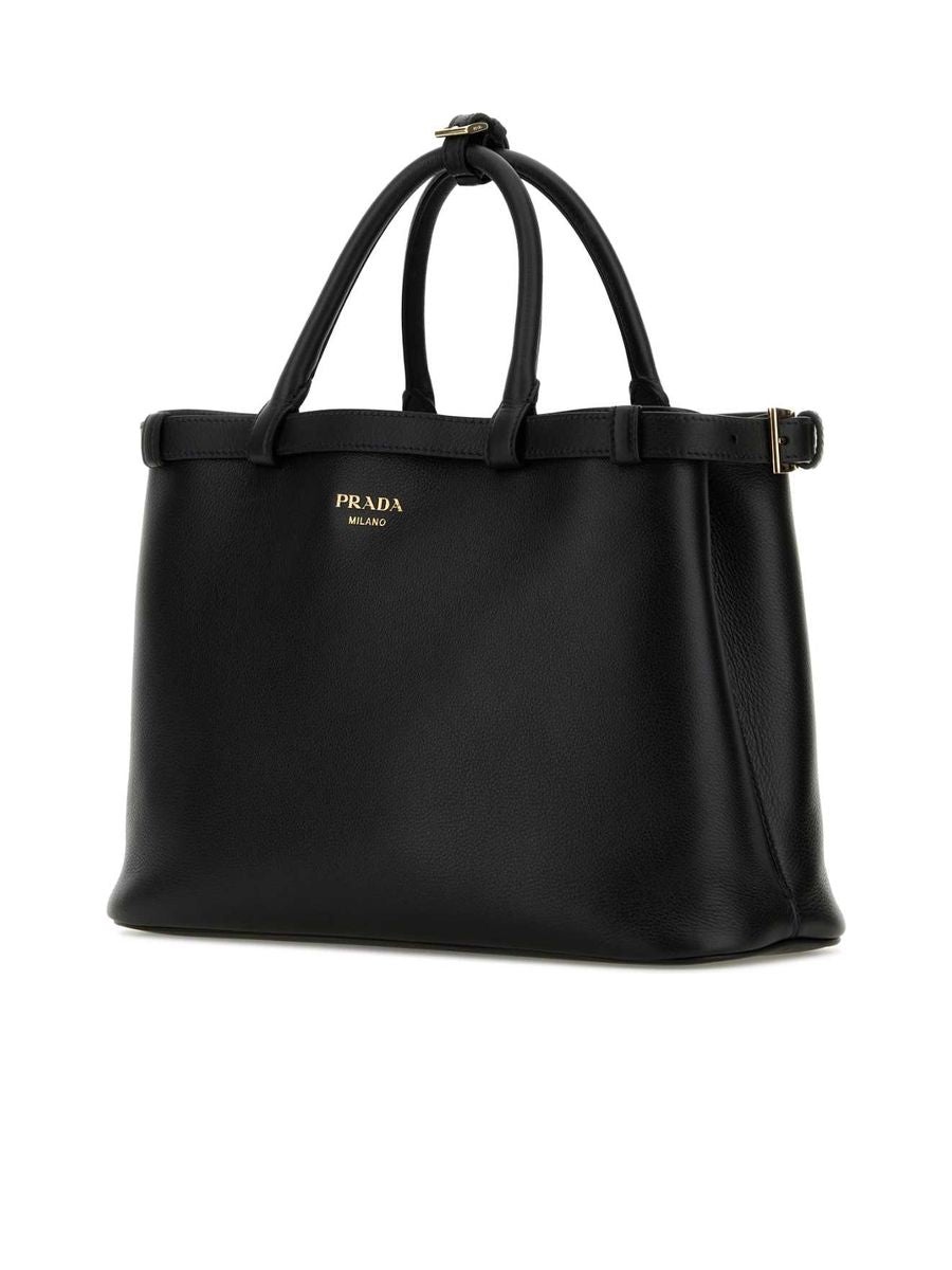 Prada Buckle Medium Leather Handbag with Double Belt - 2