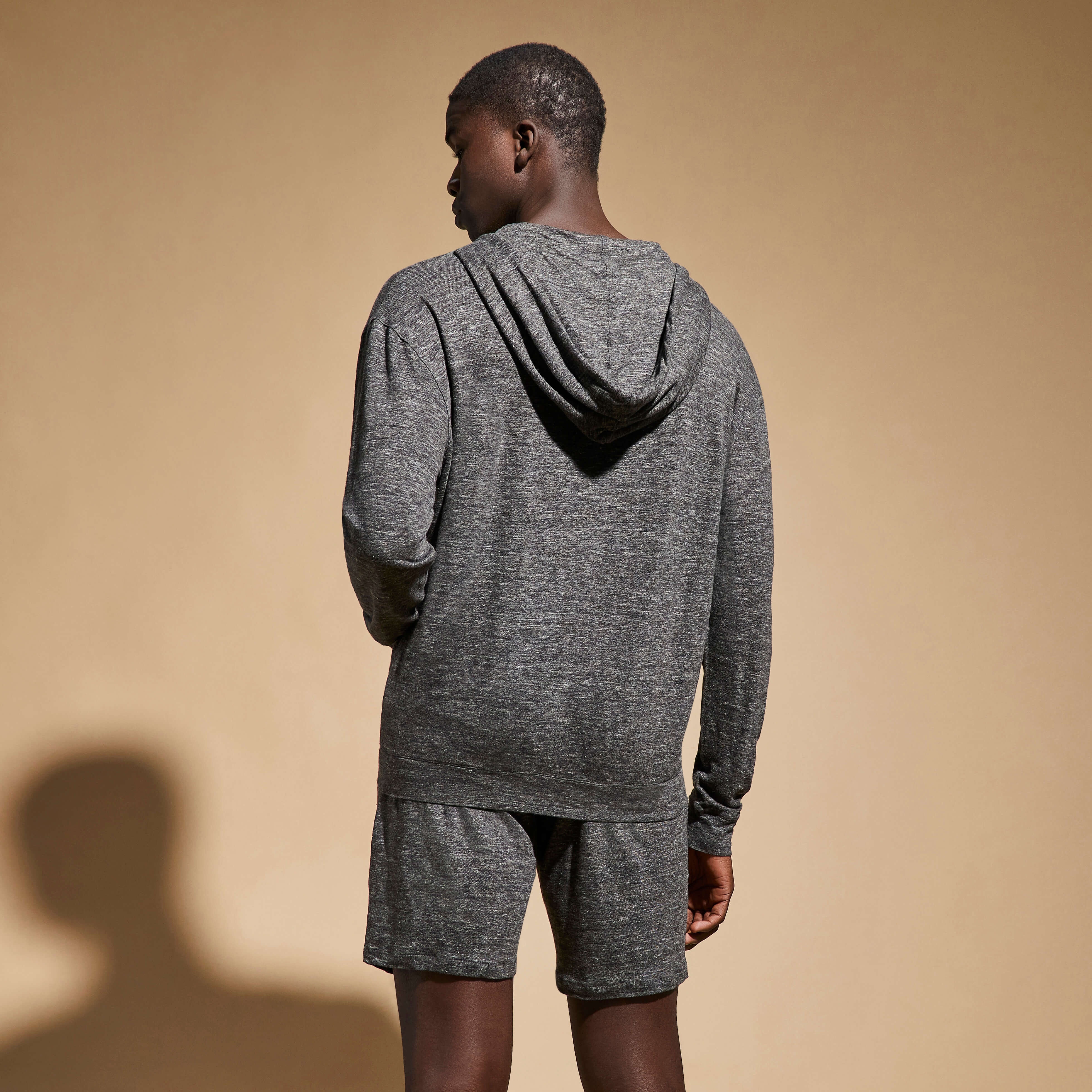 Unisex Linen Full Zip Hooded Sweatshirt Solid - 5
