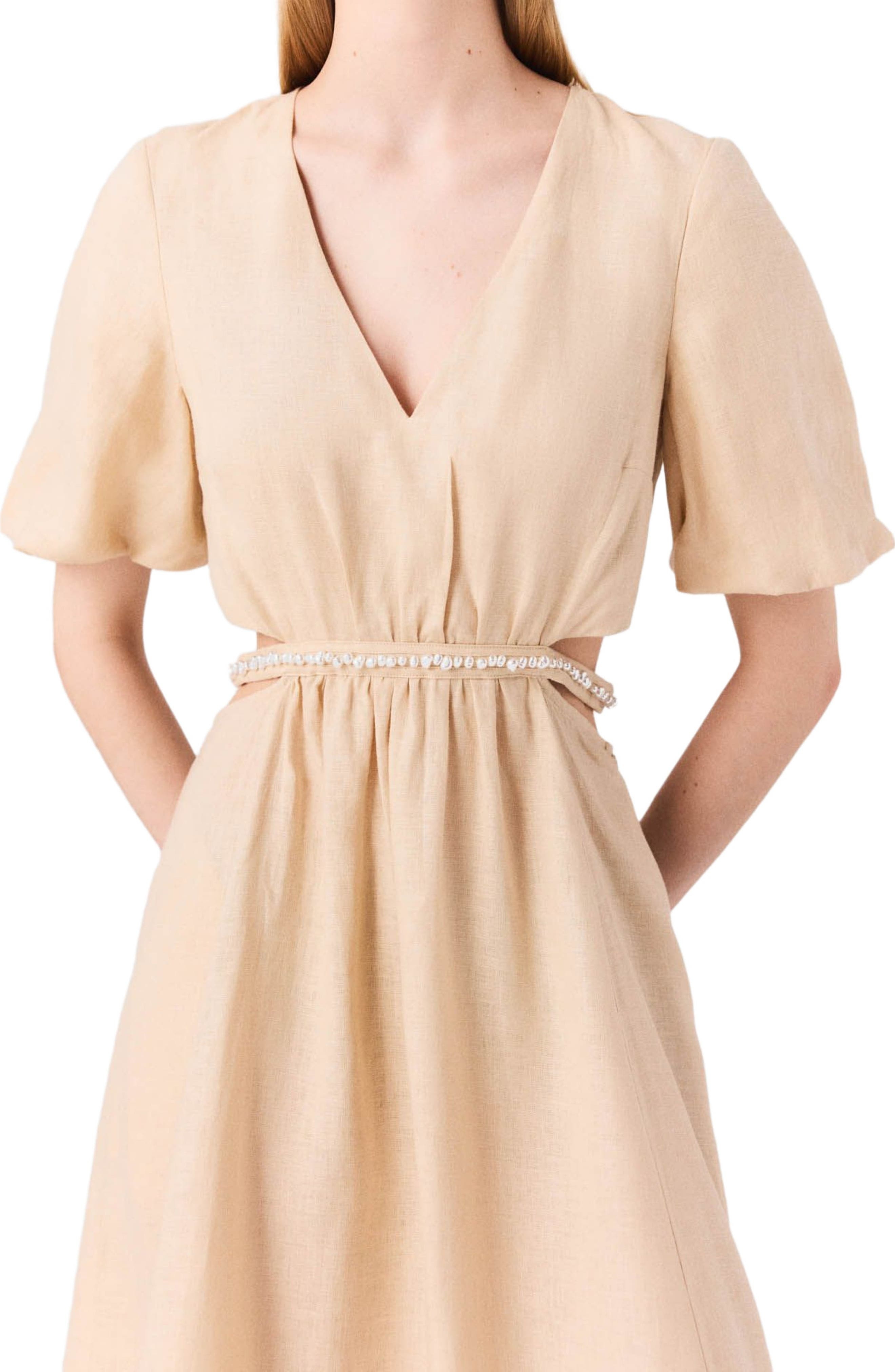 maje Linen maxi dress in Beige at Nordstrom - 4