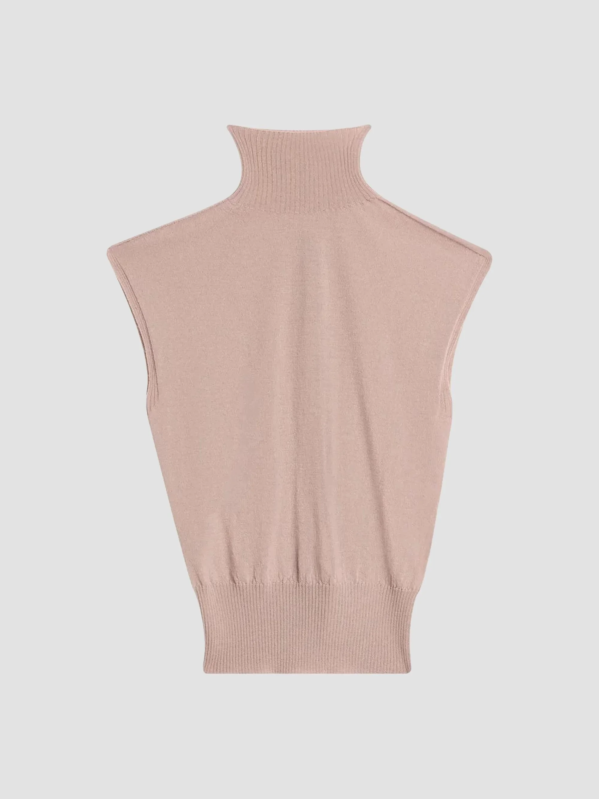 Women's Wool Sleeveless Turtleneck - Rose - 1