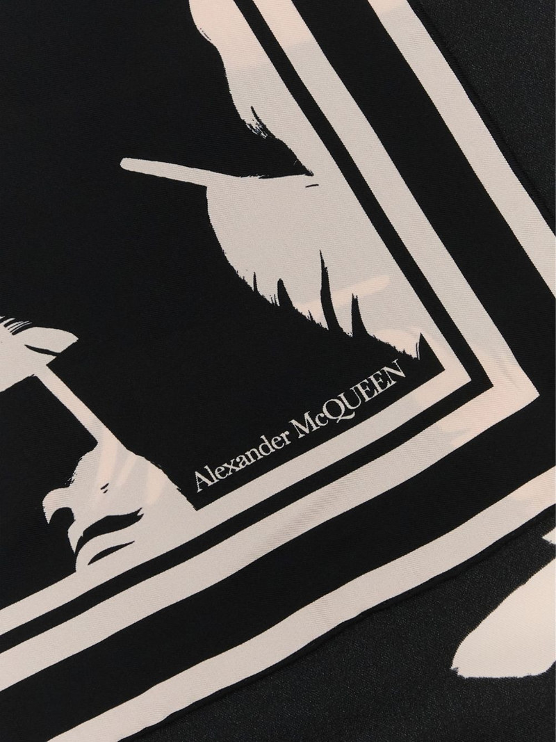 Alexander McQueen feather printed scarf outlook