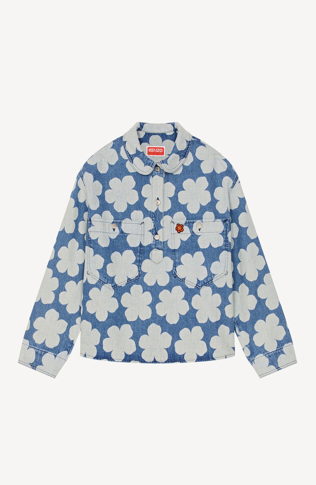 'Hana Dots' denim polo shirt - 1