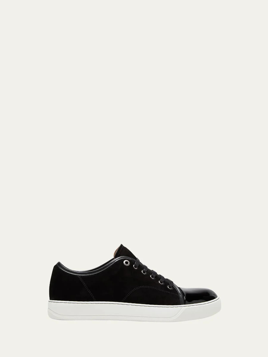 Men's Patent Leather/Suede Low-Top Sneakers - 1