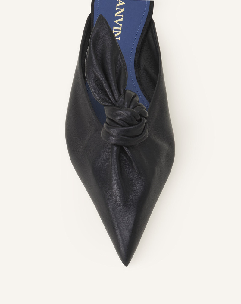MIDNIGHT STEP BOW LEATHER MULE WITH HEEL 5