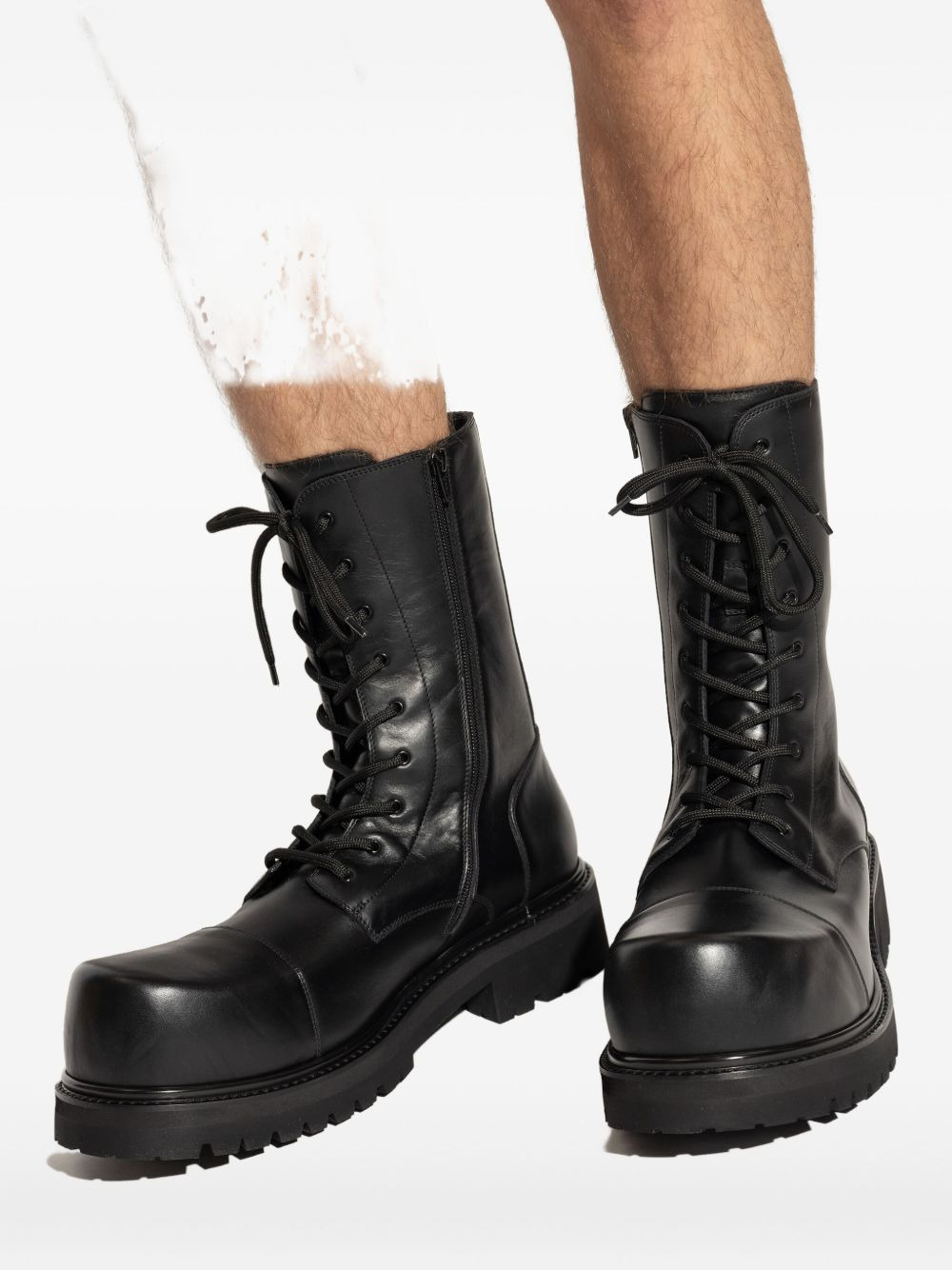 lace-up round-toe boots - 5