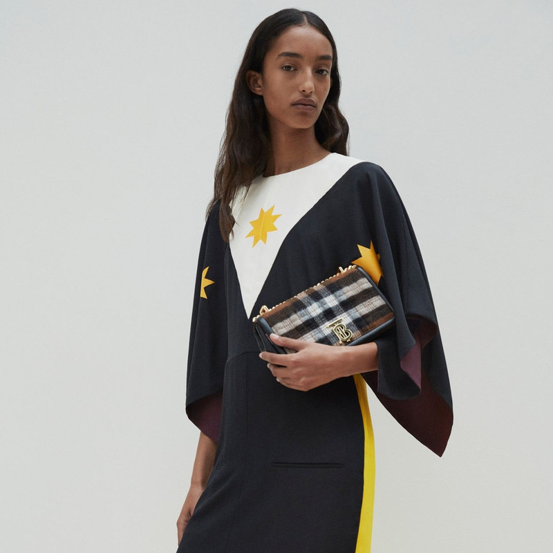 Cape Sleeve Geometric Print Silk Crepe de Chine Dress 7
