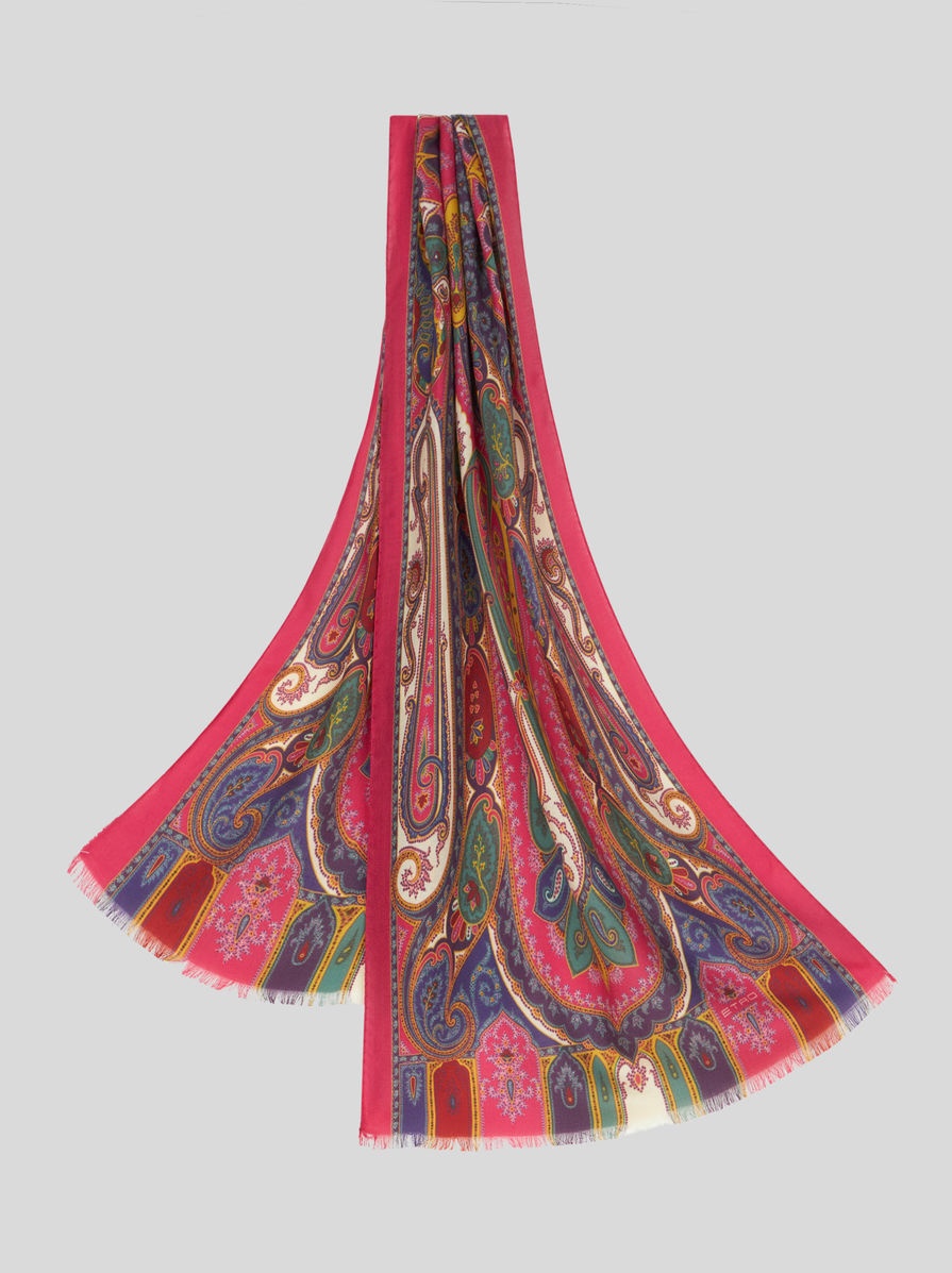 PAISLEY SILK AND CASHMERE SCARF - 1