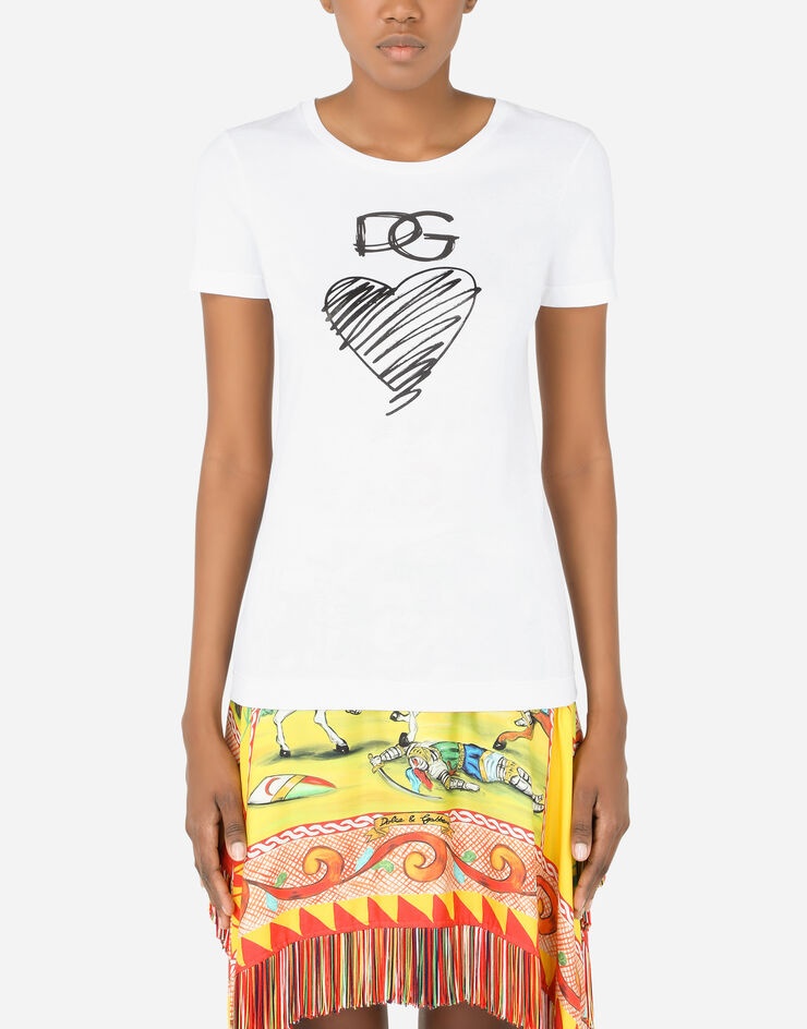 Jersey T-shirt with DG and heart print - 1