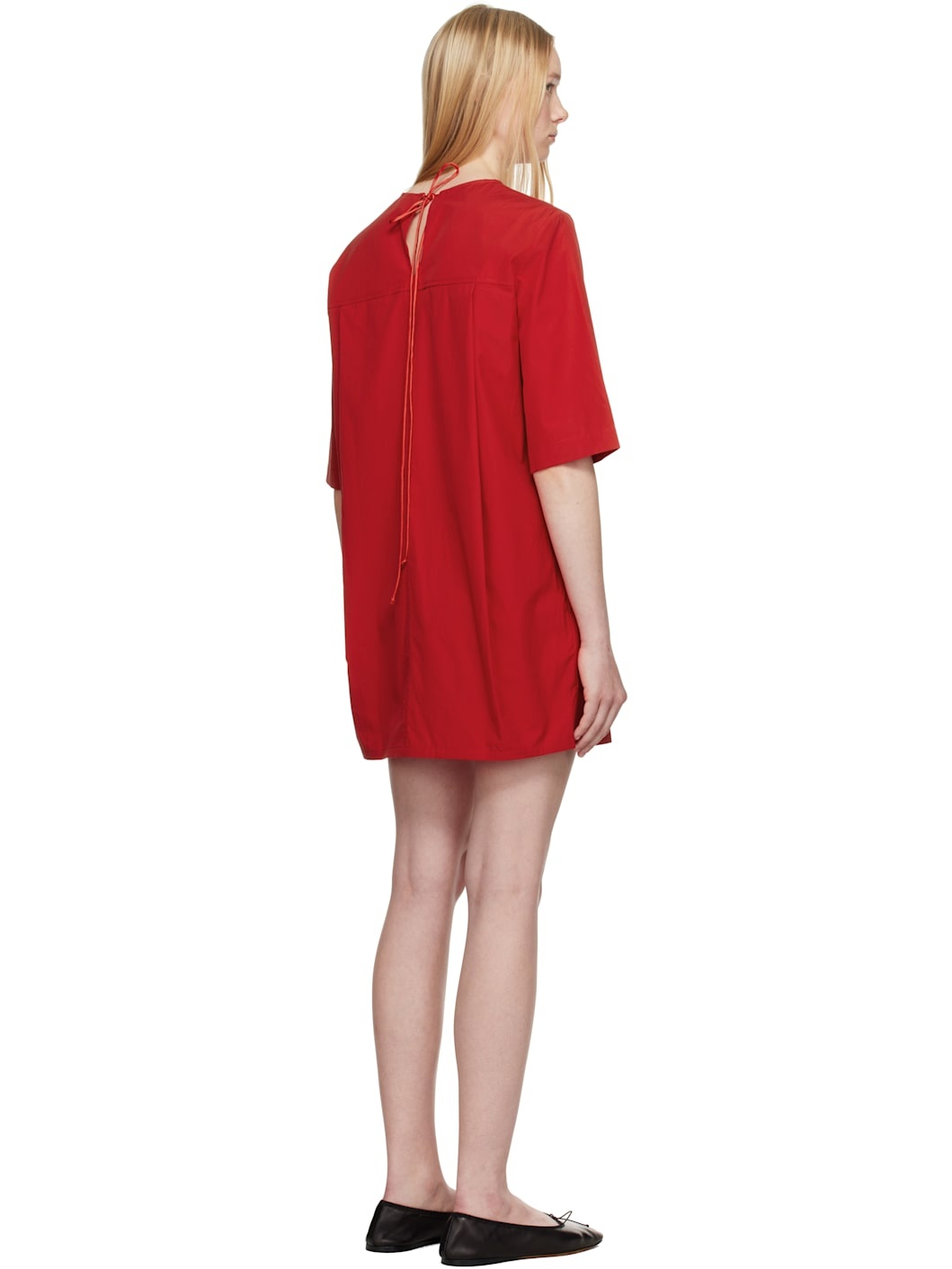 Red T-shirt Cocoon Minidress - 3