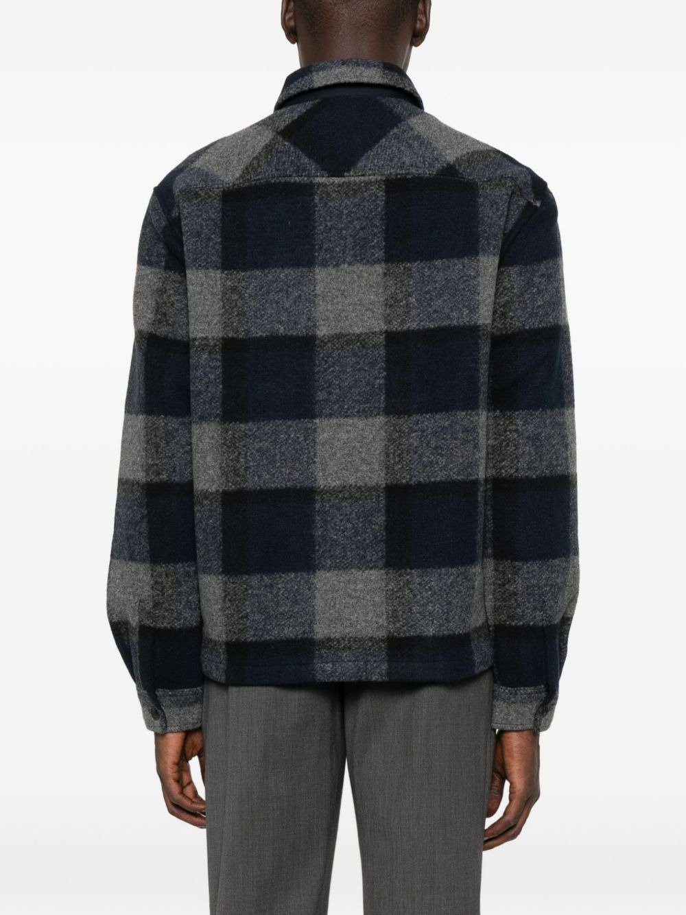 checked zip-up overshirt - 4