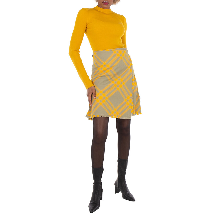 Burberry Check-Pattern Frayed Skirt - 6