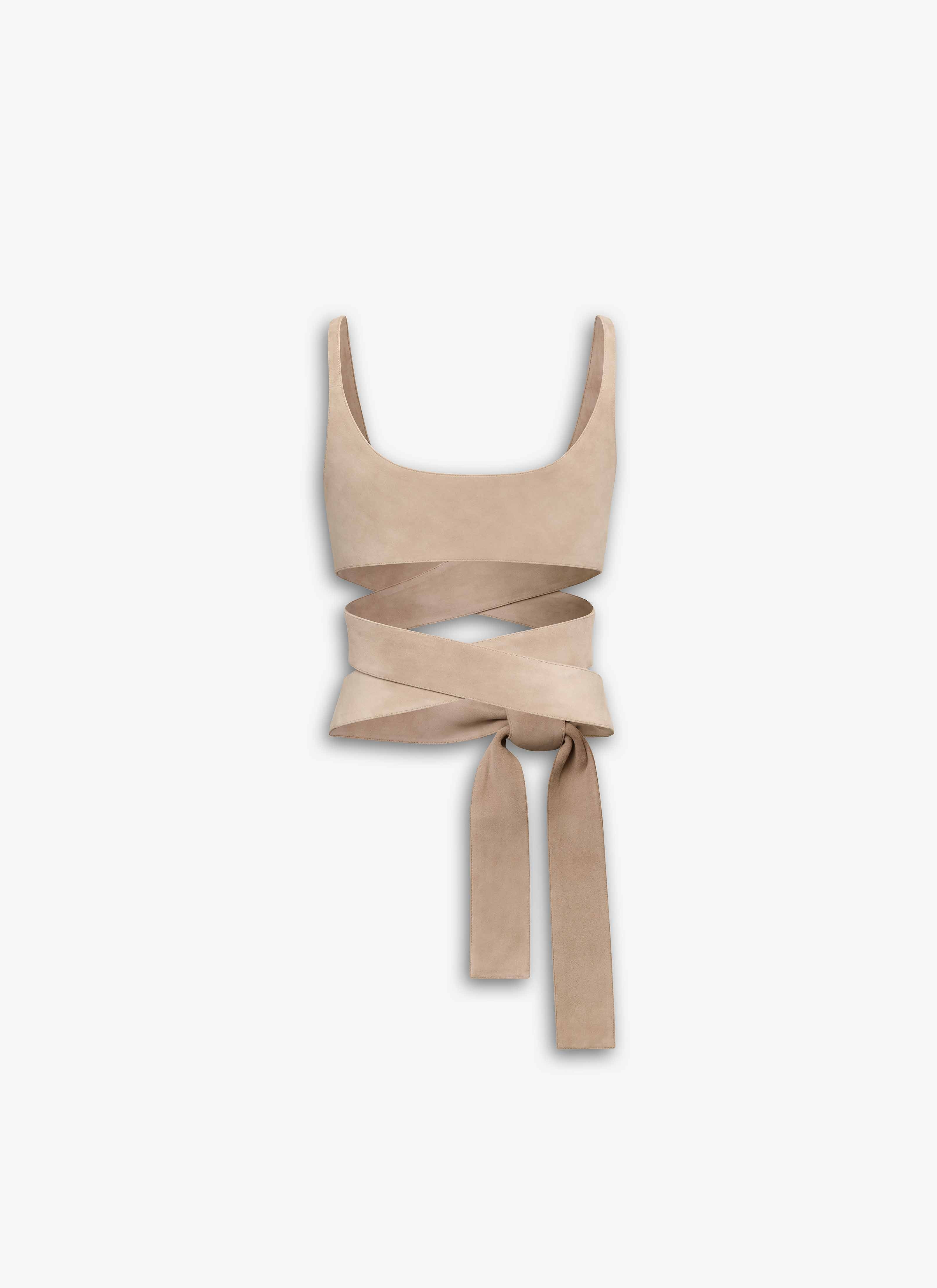 LEATHER CRISS CROSS TOP - 4