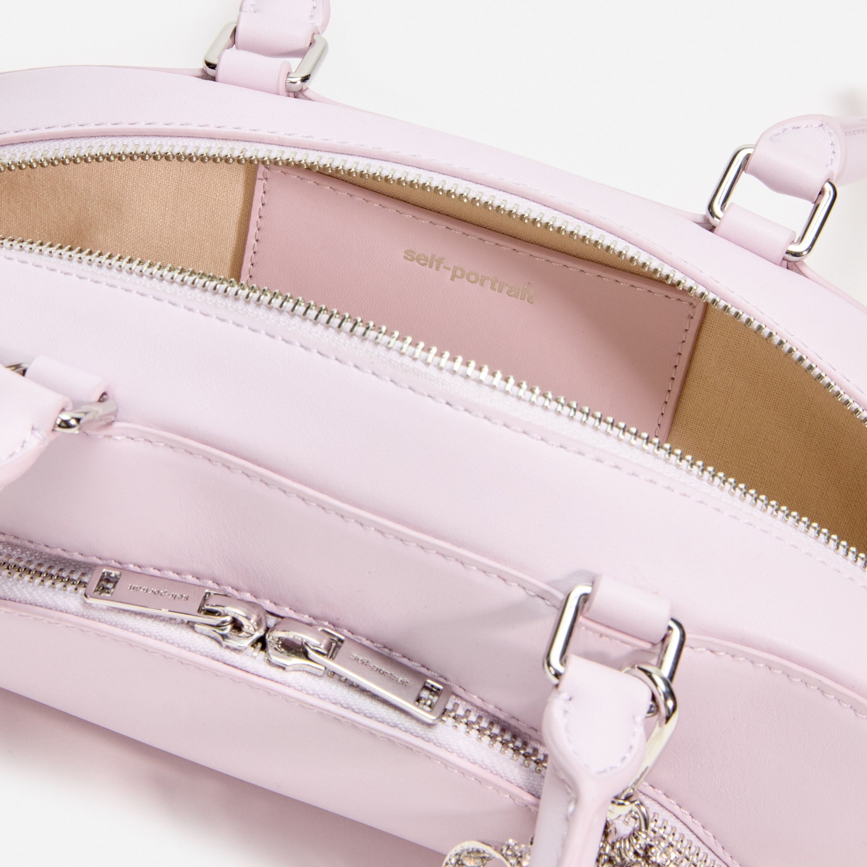 Lilac Leather Curved Charm Shoulder Bag - 4
