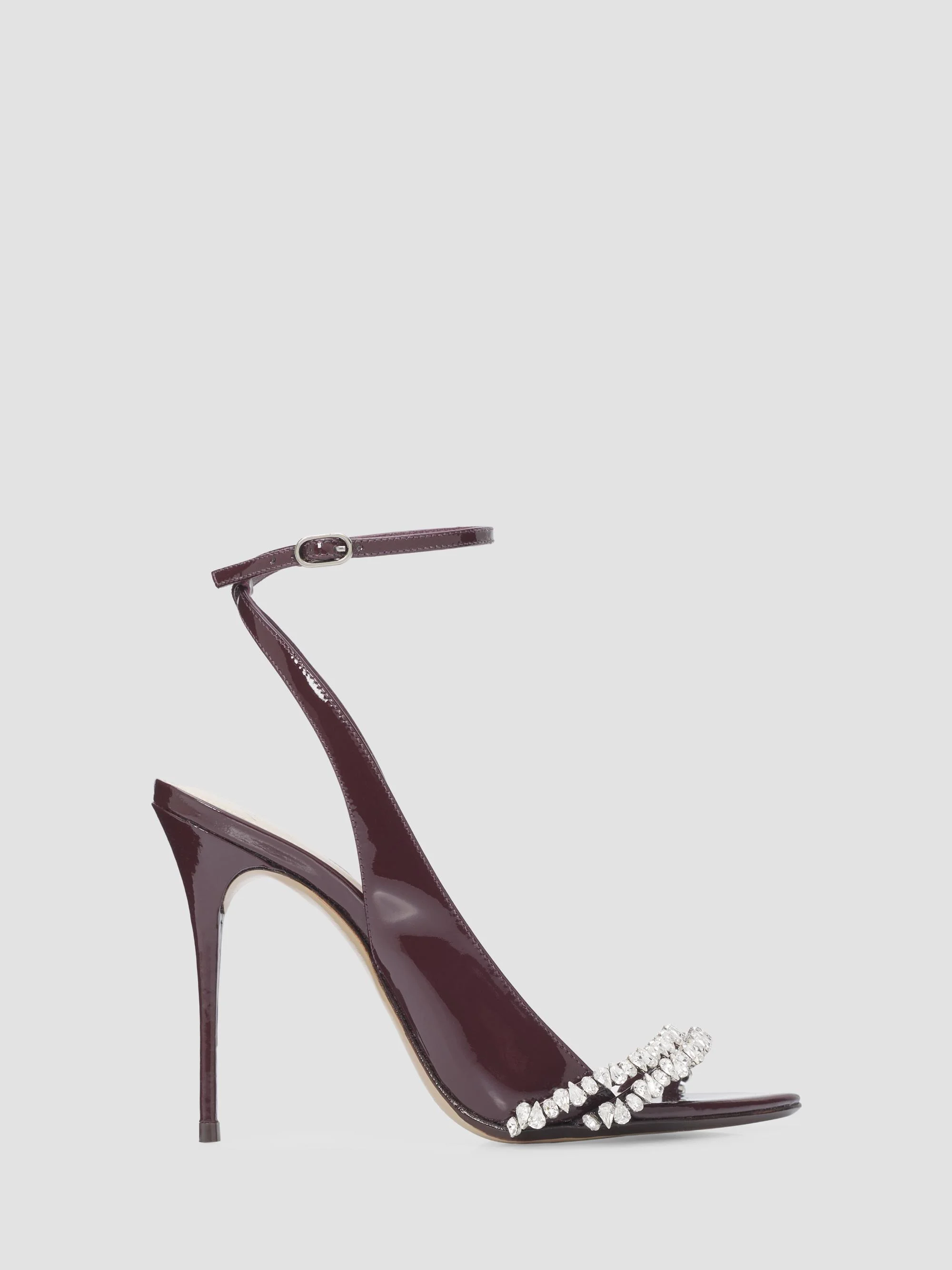Women's Nicole 100MM Embellished Patent Leather Stiletto Sandals - Cherry Lacquer - 1