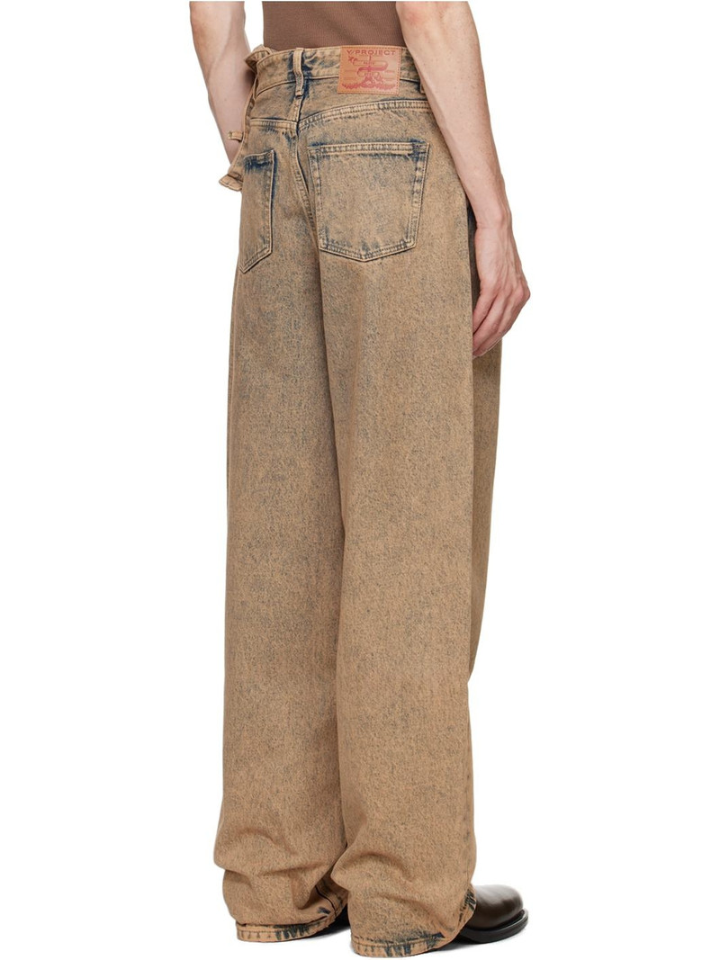 Beige Multi Waistband Jeans 3