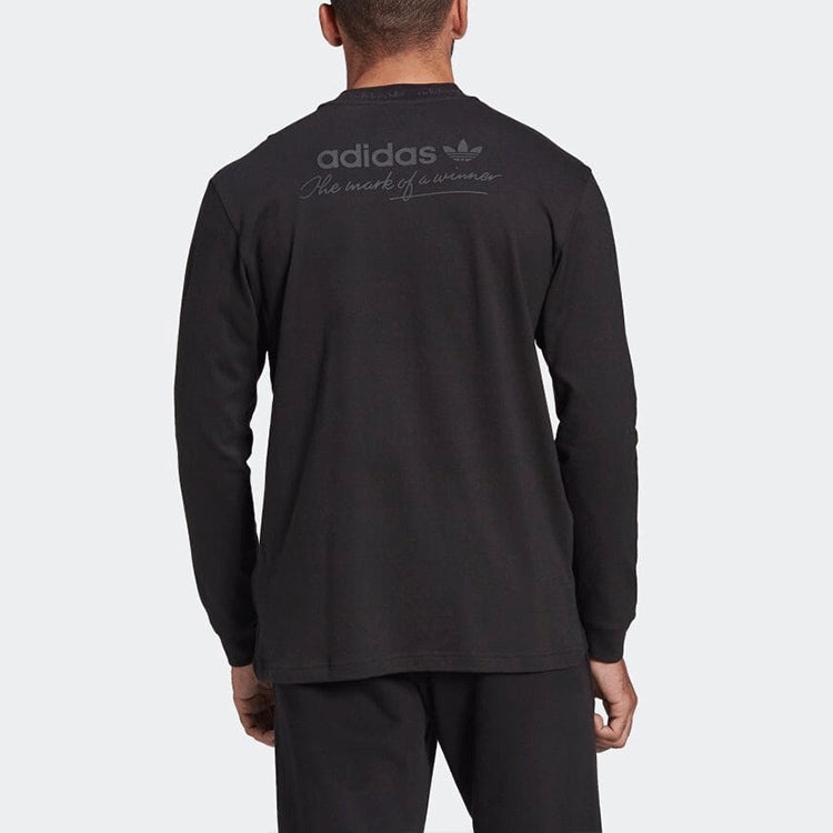 adidas originals Logo Sports Round Neck Long Sleeves Black HM2662 - 3