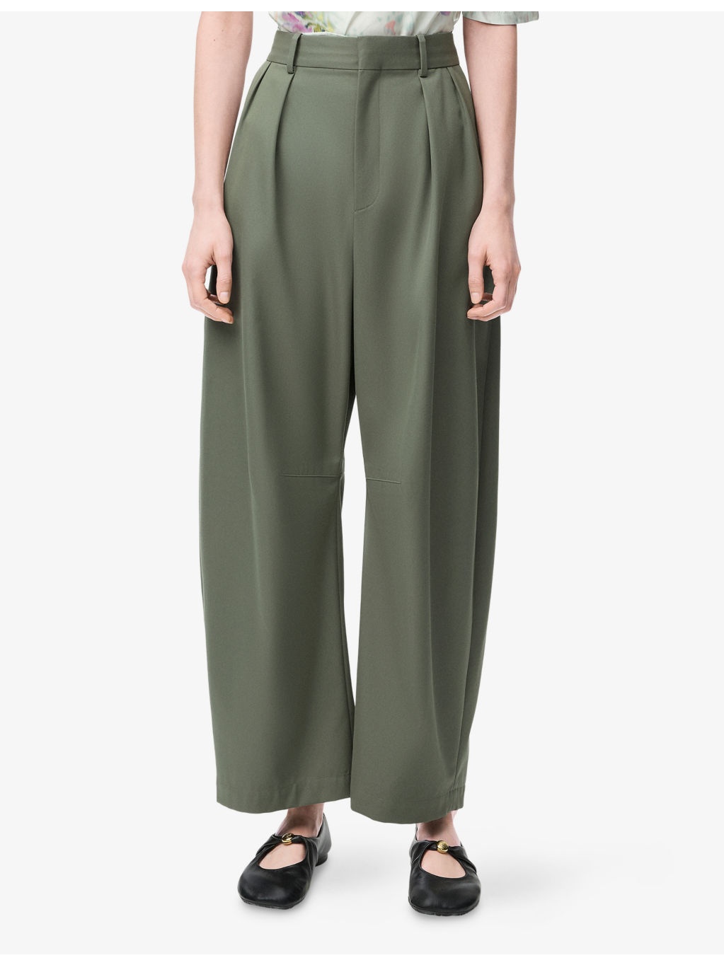 Anagram-Embroidered Barrel-Leg Cotton-Blend Trousers - 3