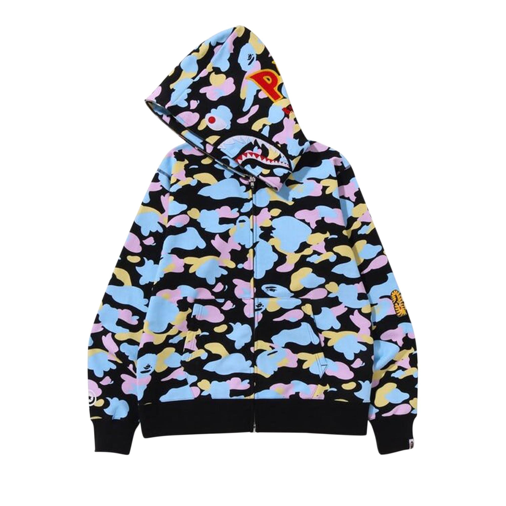 BAPE Multi Camo 2nd Shark Full Zip Hoodie 'Black' - 3