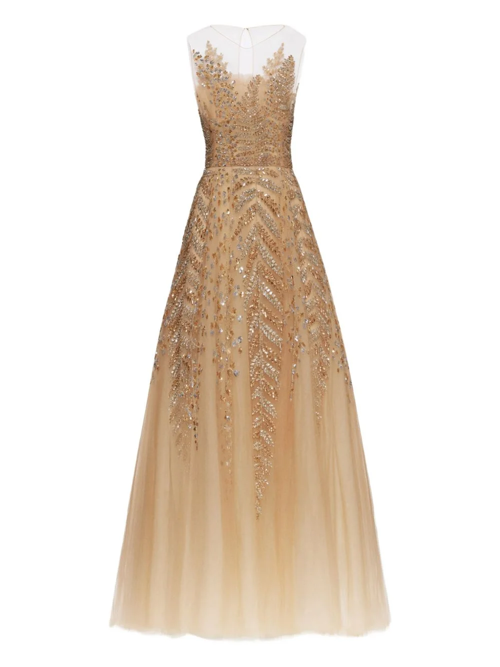fern-embellished tulle midi ress - 1
