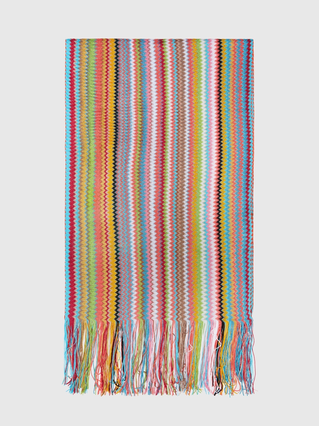 100% viscose scarf with zigzag pattern and fringes - 1