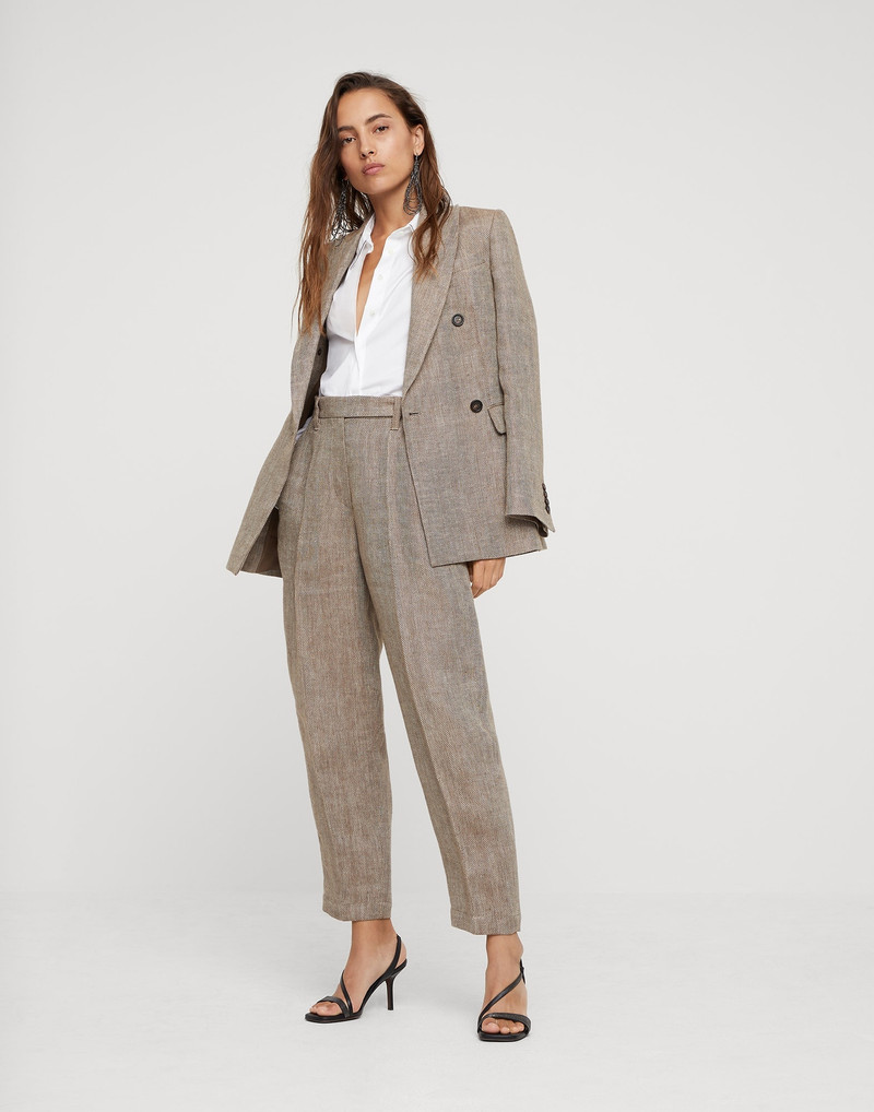 Irish linen chevron blazer with monili 5