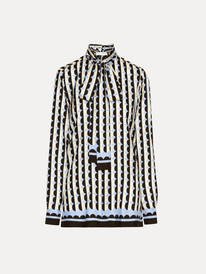 GEOMETRIC CIRCLE SILK TWILL BLOUSE - 1