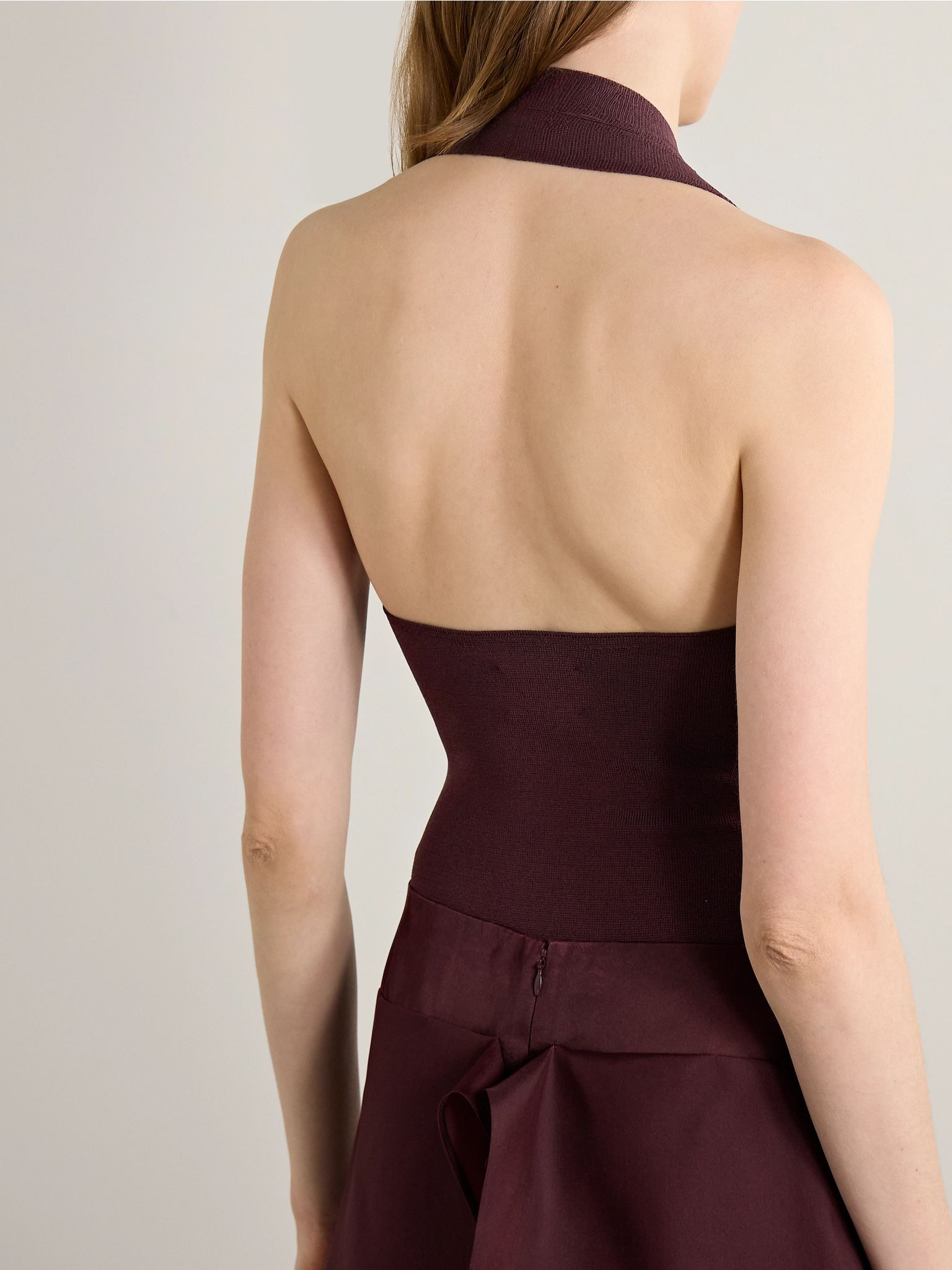 Toto stretch-knit halterneck bodysuit Burgundy - 3