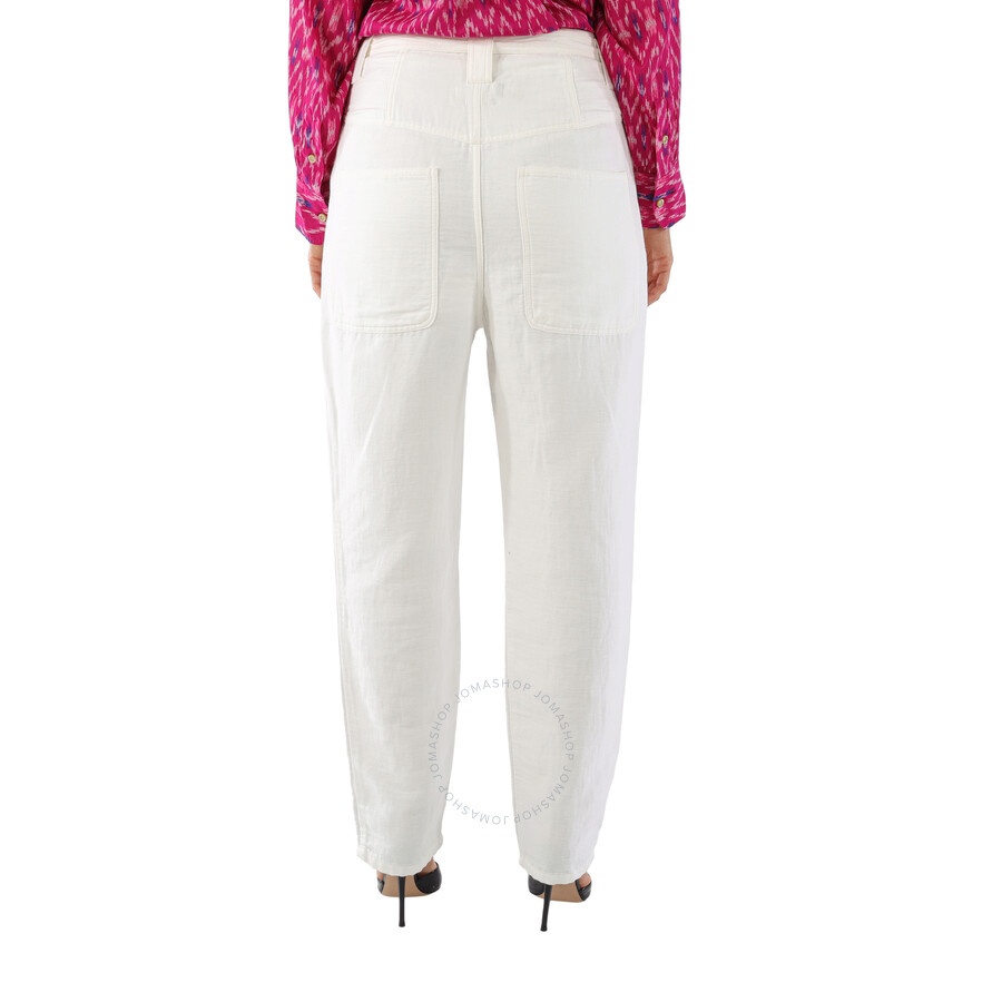 Isabel Marant Ladies White Kaori Wide-Leg Cotton Linen Pants - 5