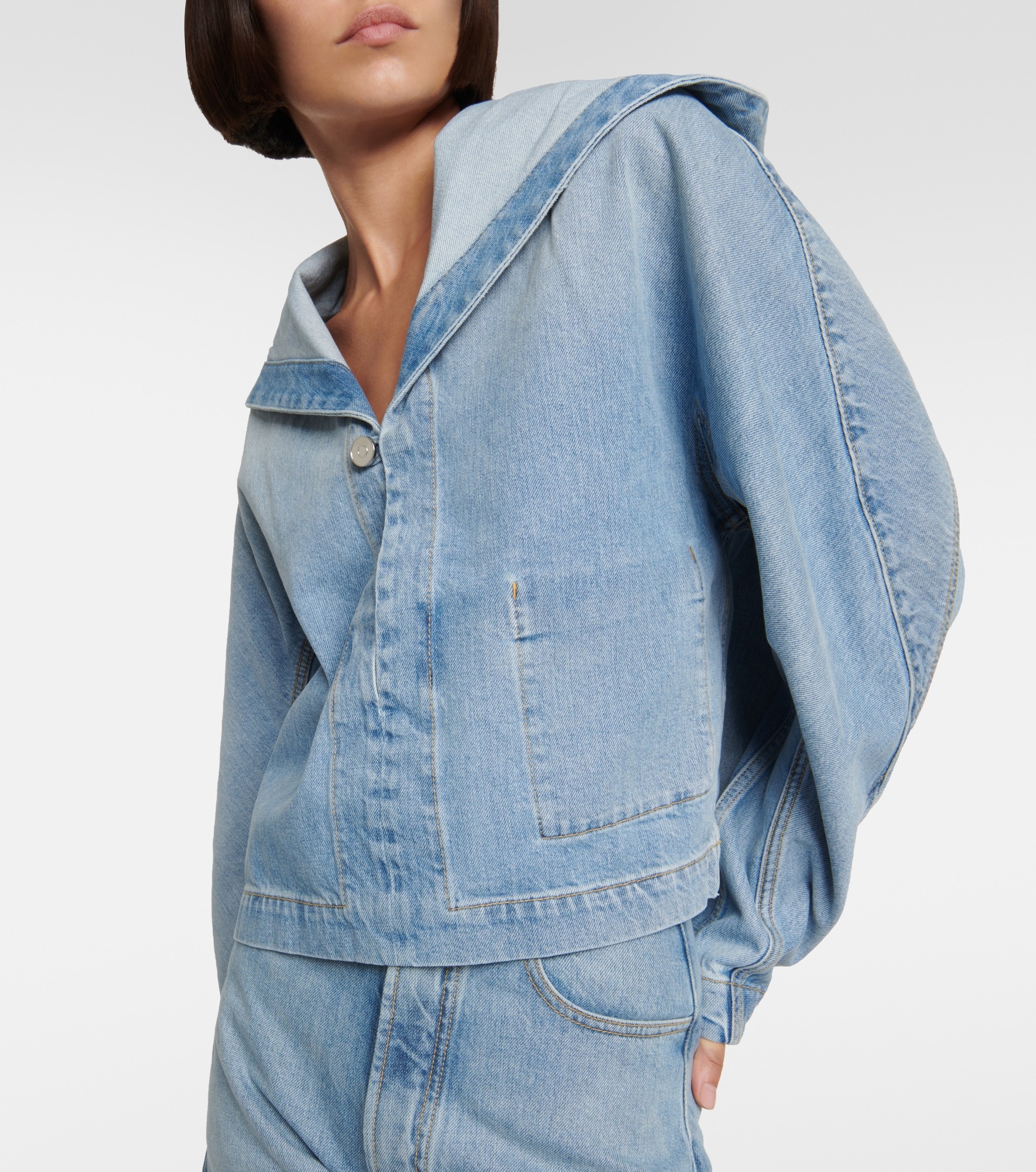Cropped denim jacket - 5