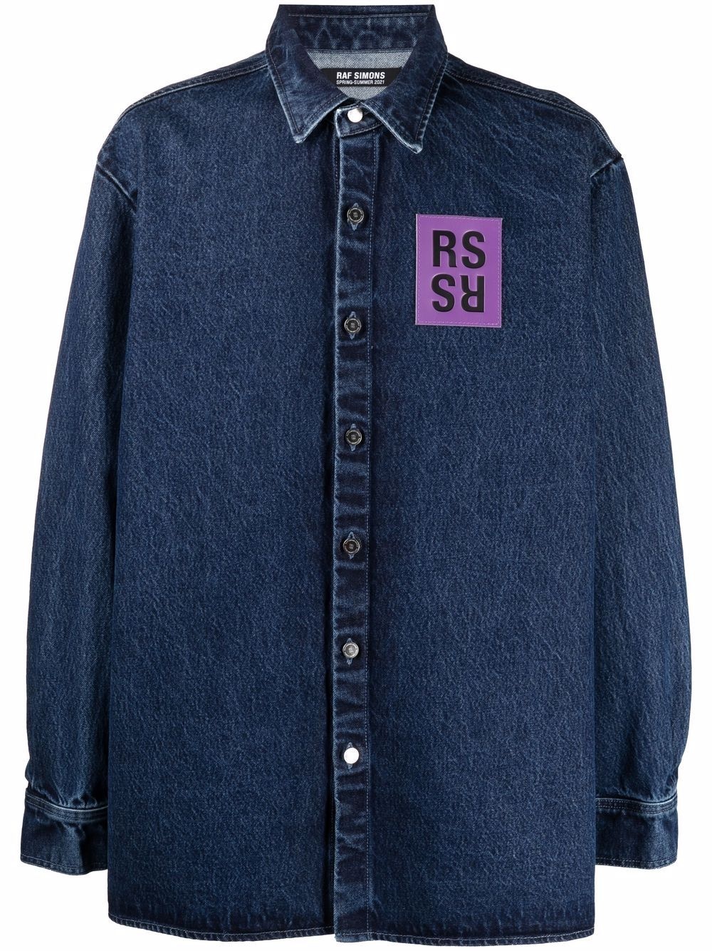 logo-patch denim shirt - 1