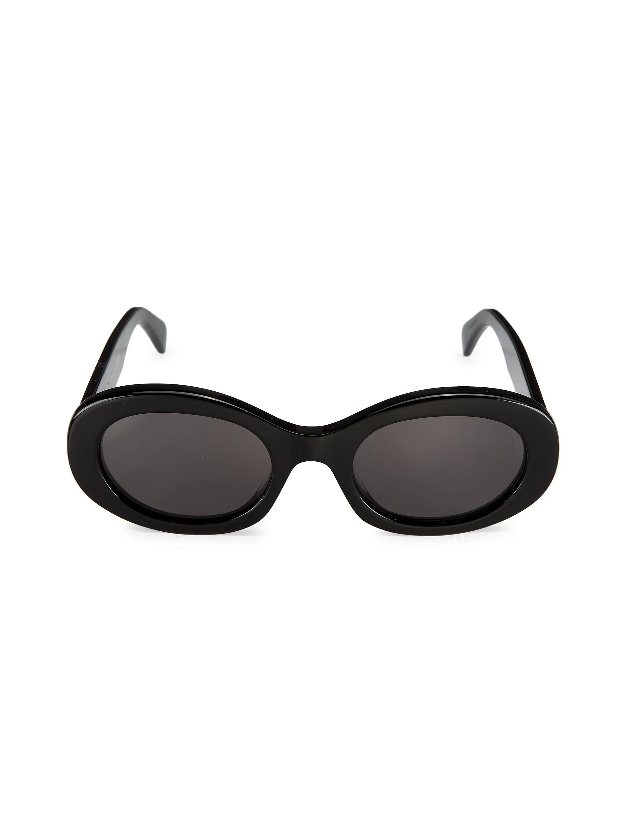 Men's 52MM Oval Acetate Sunglasses - Shiny Black Smoke - 1