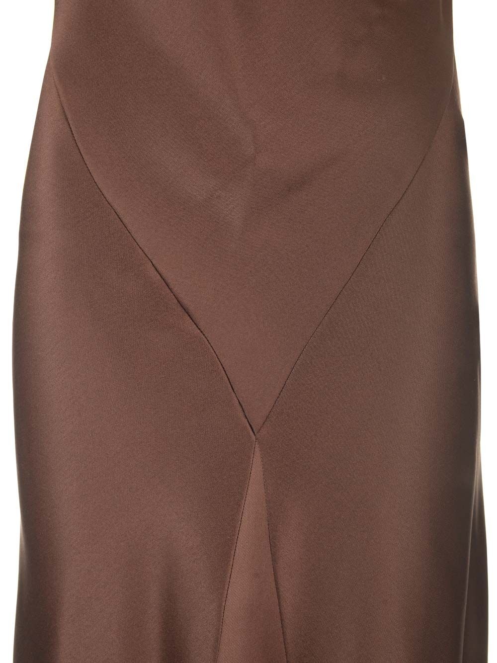 Long Scarf Dress In Silk Satin Dresses Brown - 5
