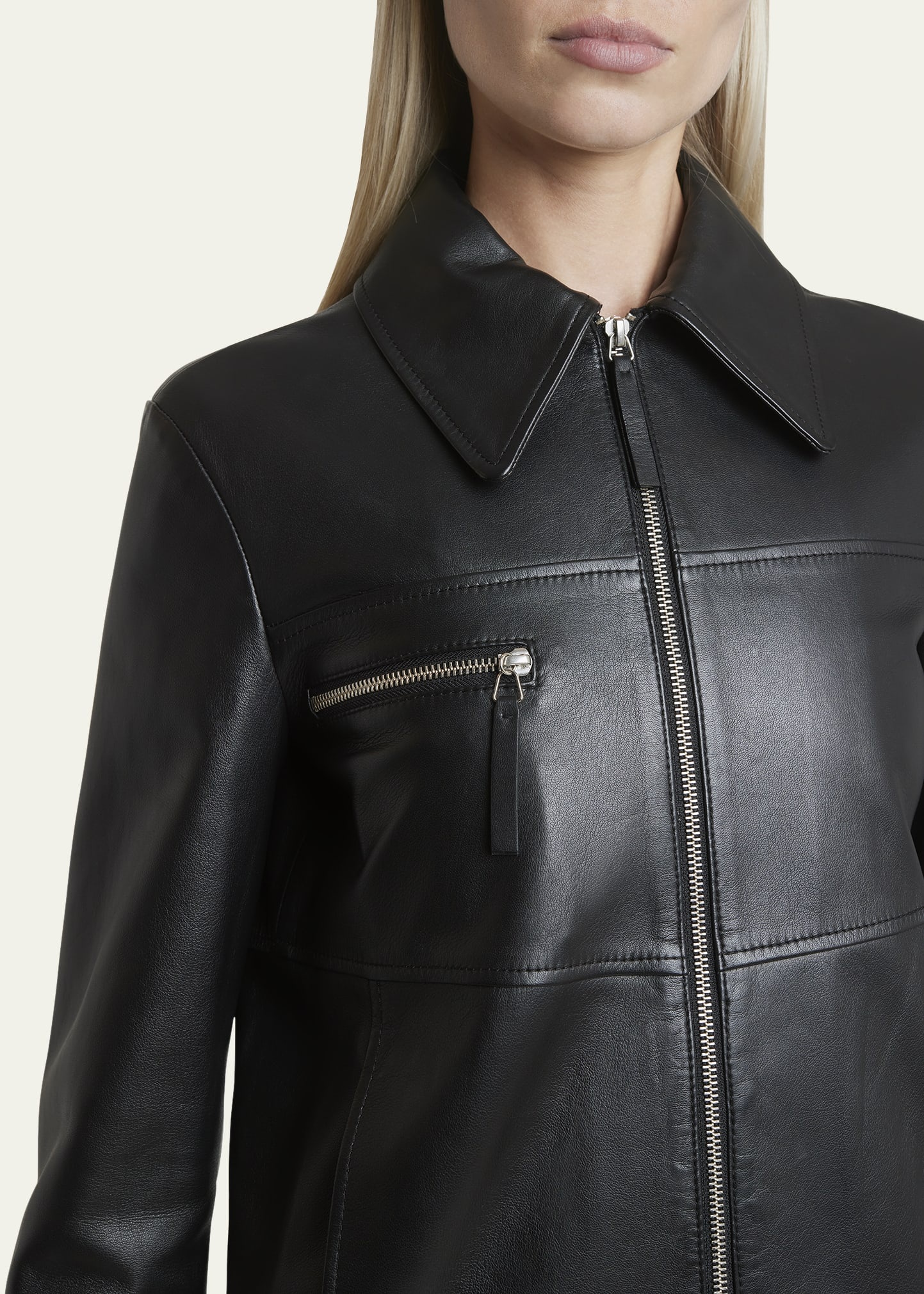 Annabel Zip-Front Leather Jacket - 5