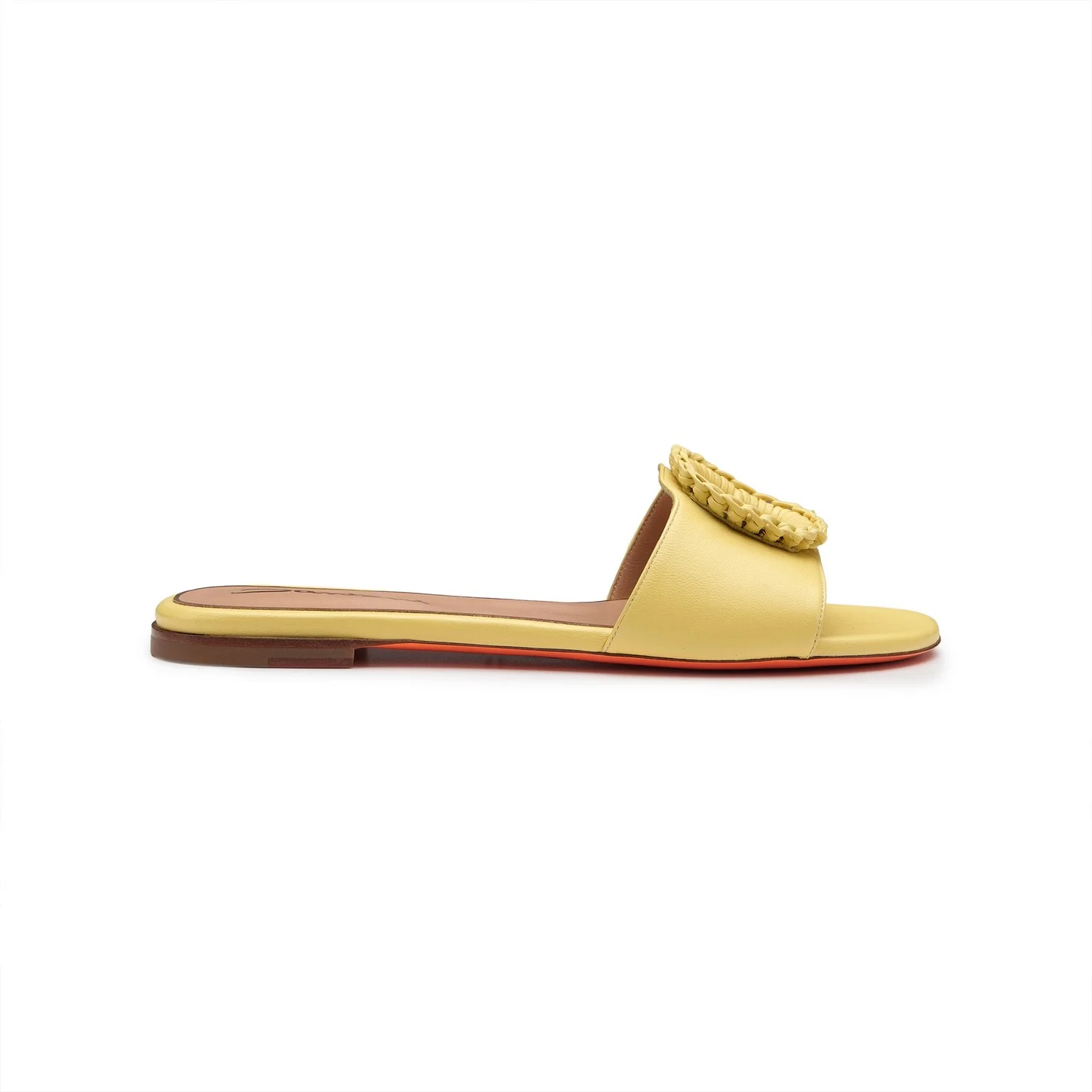 Women's yellow leather slide sandal - 1