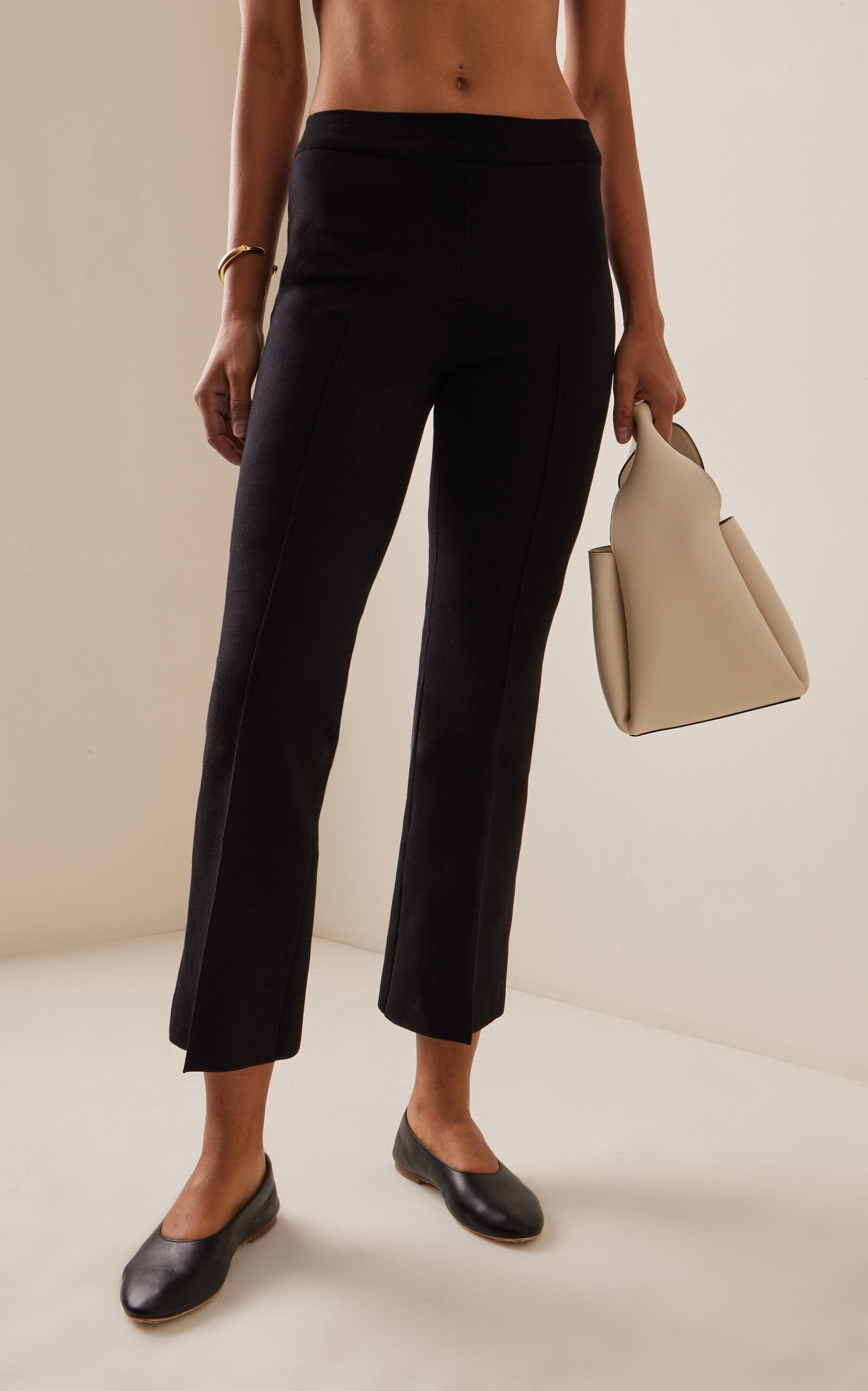 Kick Flared Stretch-Cotton Knit Pants black - 4