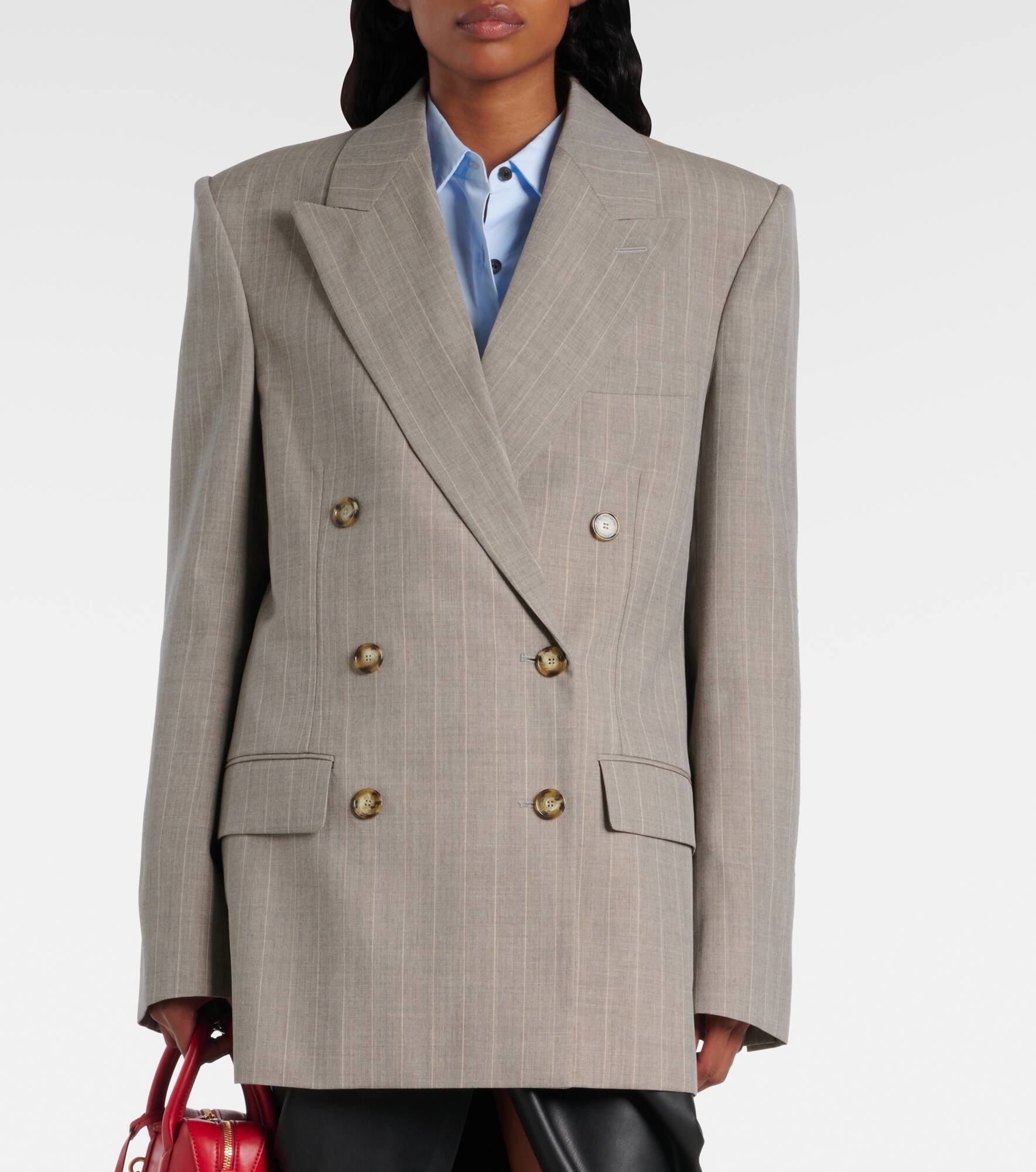 Oversized double-breasted wool blazer - 6
