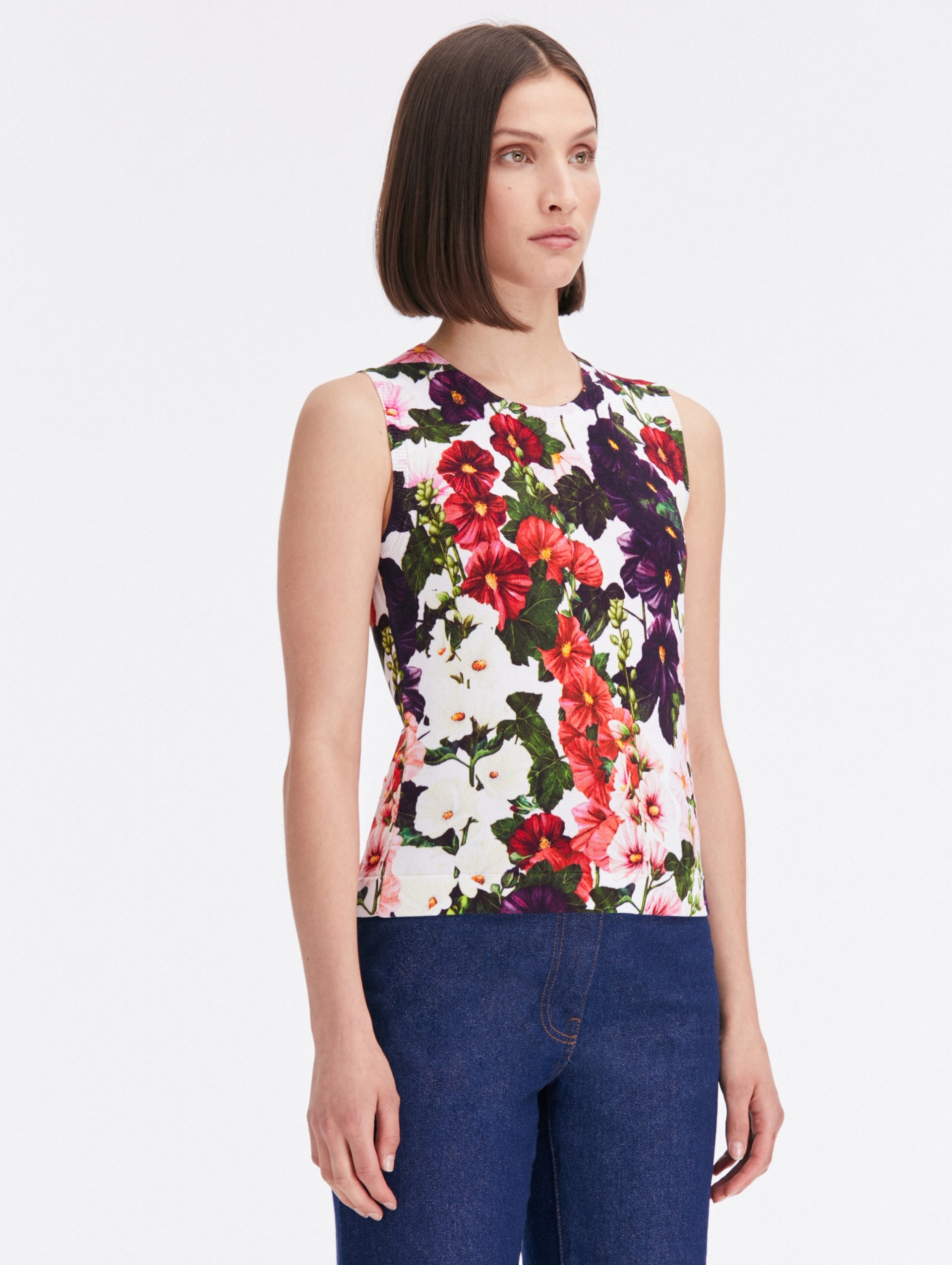 HOLLYHOCKS PRINTED TANK - 4