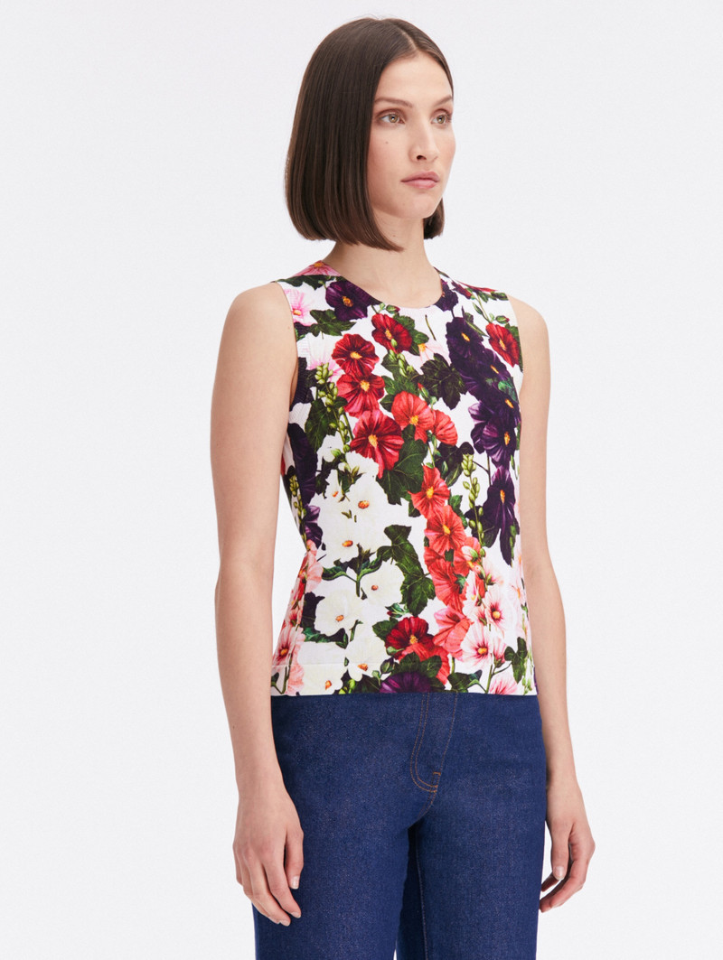 HOLLYHOCKS PRINTED TANK 4