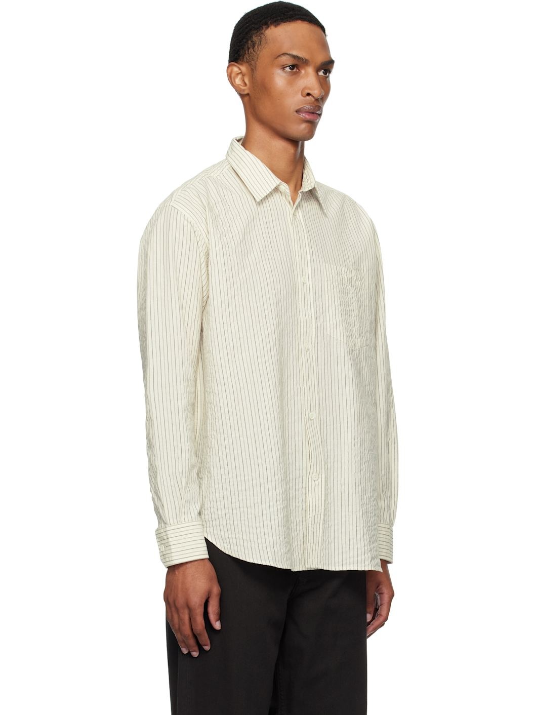 Beige Mo Oversized Striped Shirt - 2
