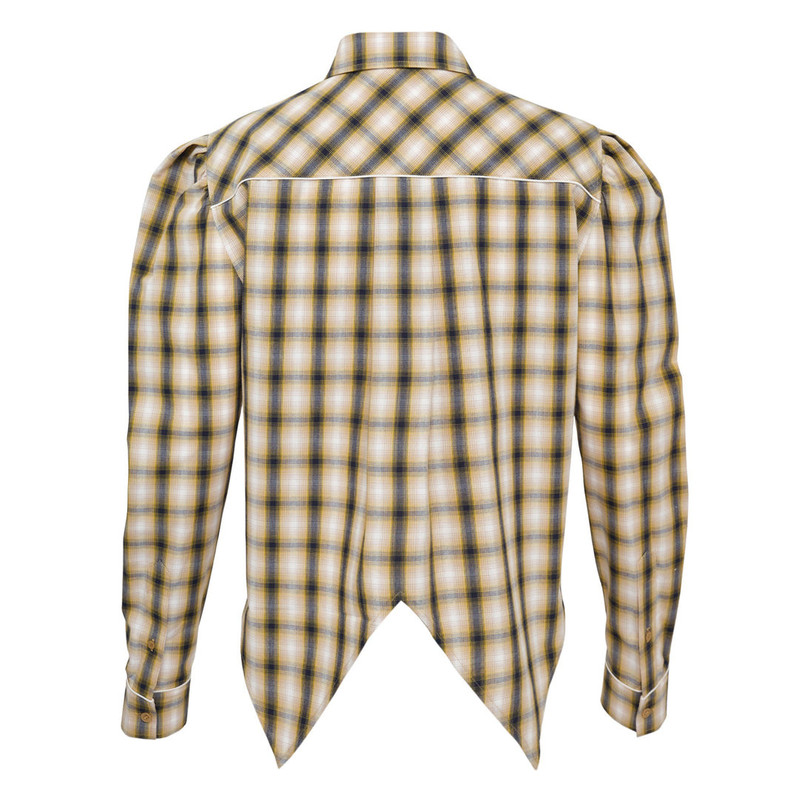 pushBUTTON Yellow Check Western Puff Shirt outlook