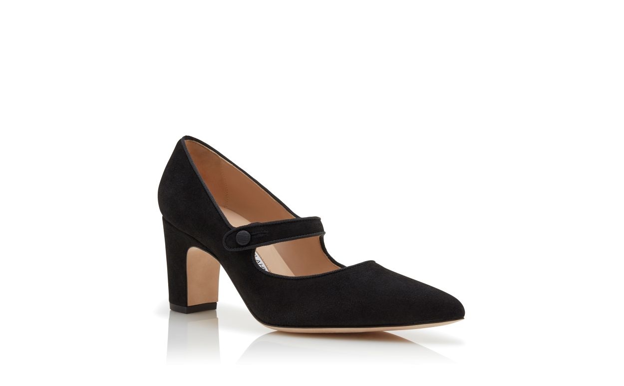 Black Suede Mary Jane Pumps - 3