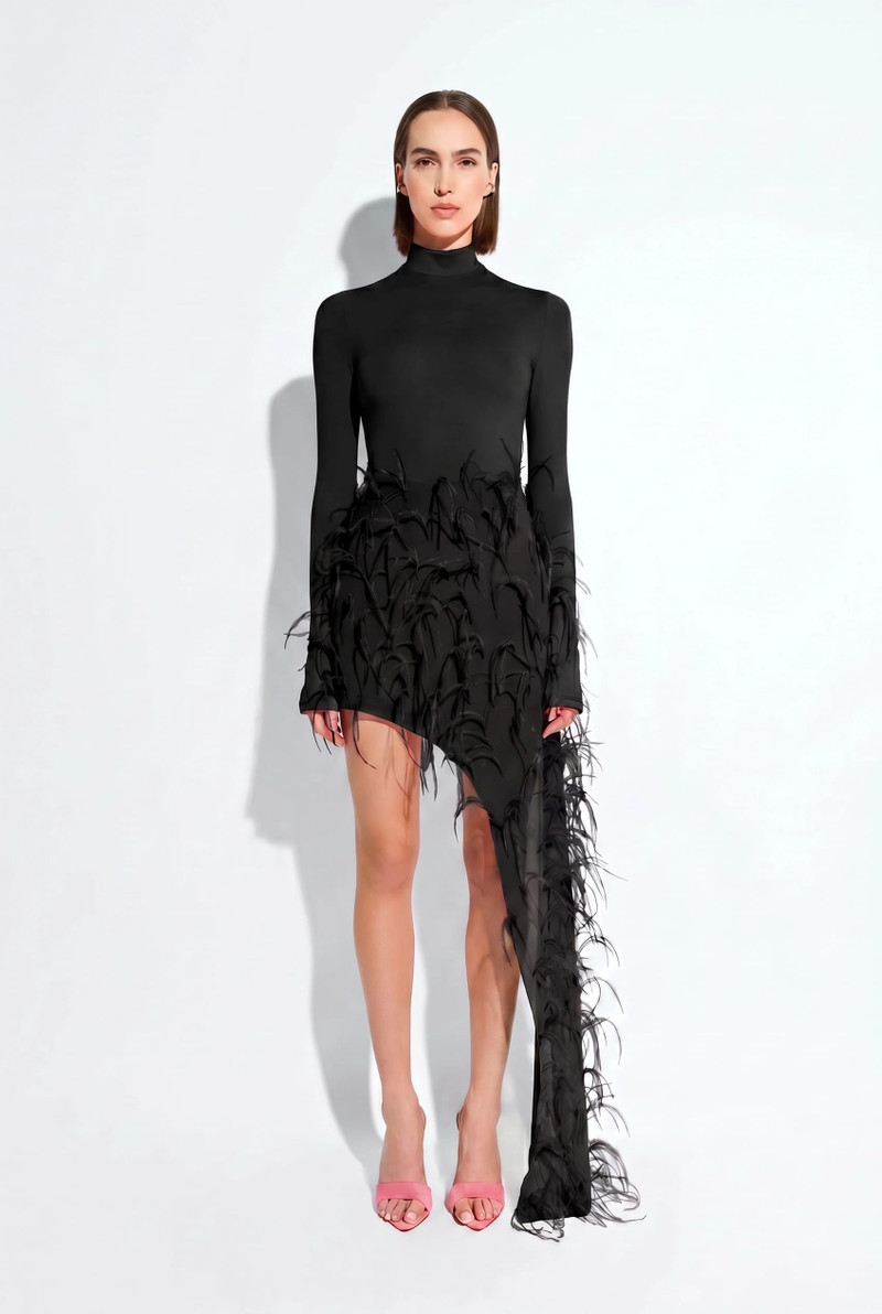 LAPOINTE Lightweight Georgette Skirt With Feathers outlook