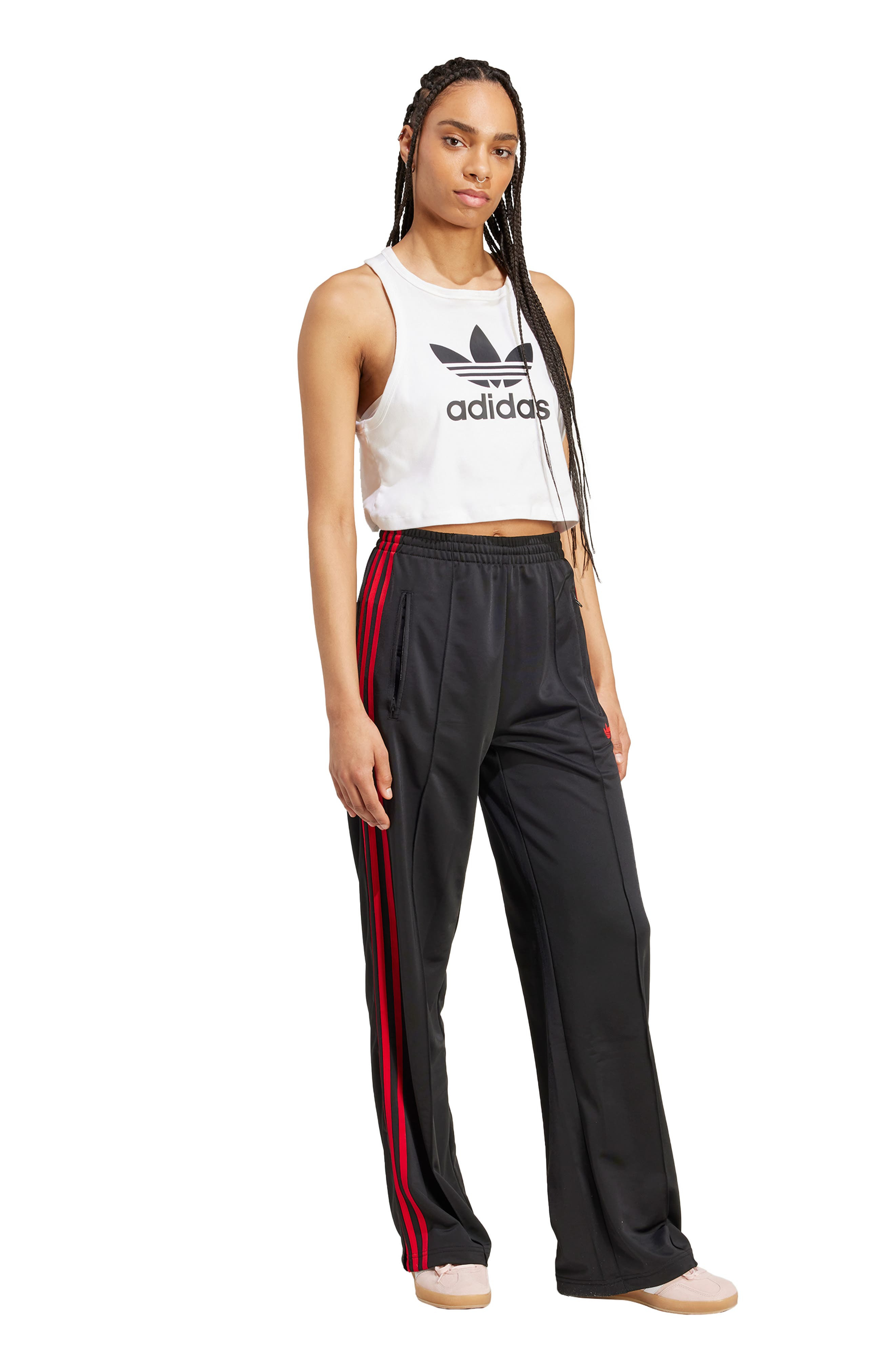 adidas Firebird Recycled Polyester Track Pants in Black/Better Scarlet at Nordstrom - 5
