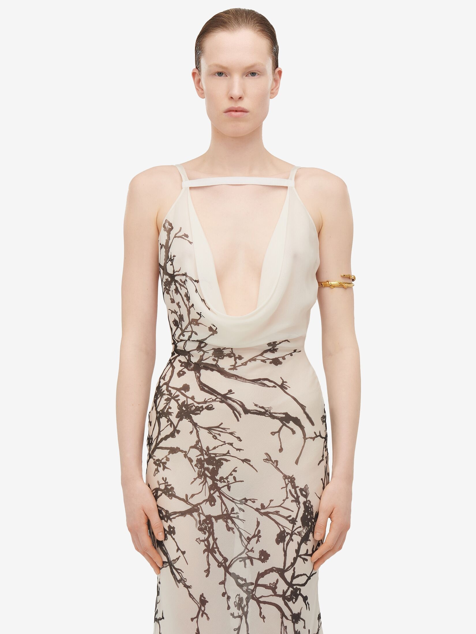 Women's Cherry Branches Evening Dress in Calico - 5