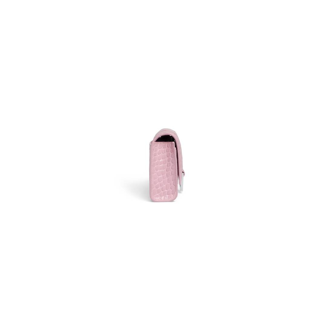 Women's Hourglass Wallet On Chain Crocodile Embossed  in Pink - 6