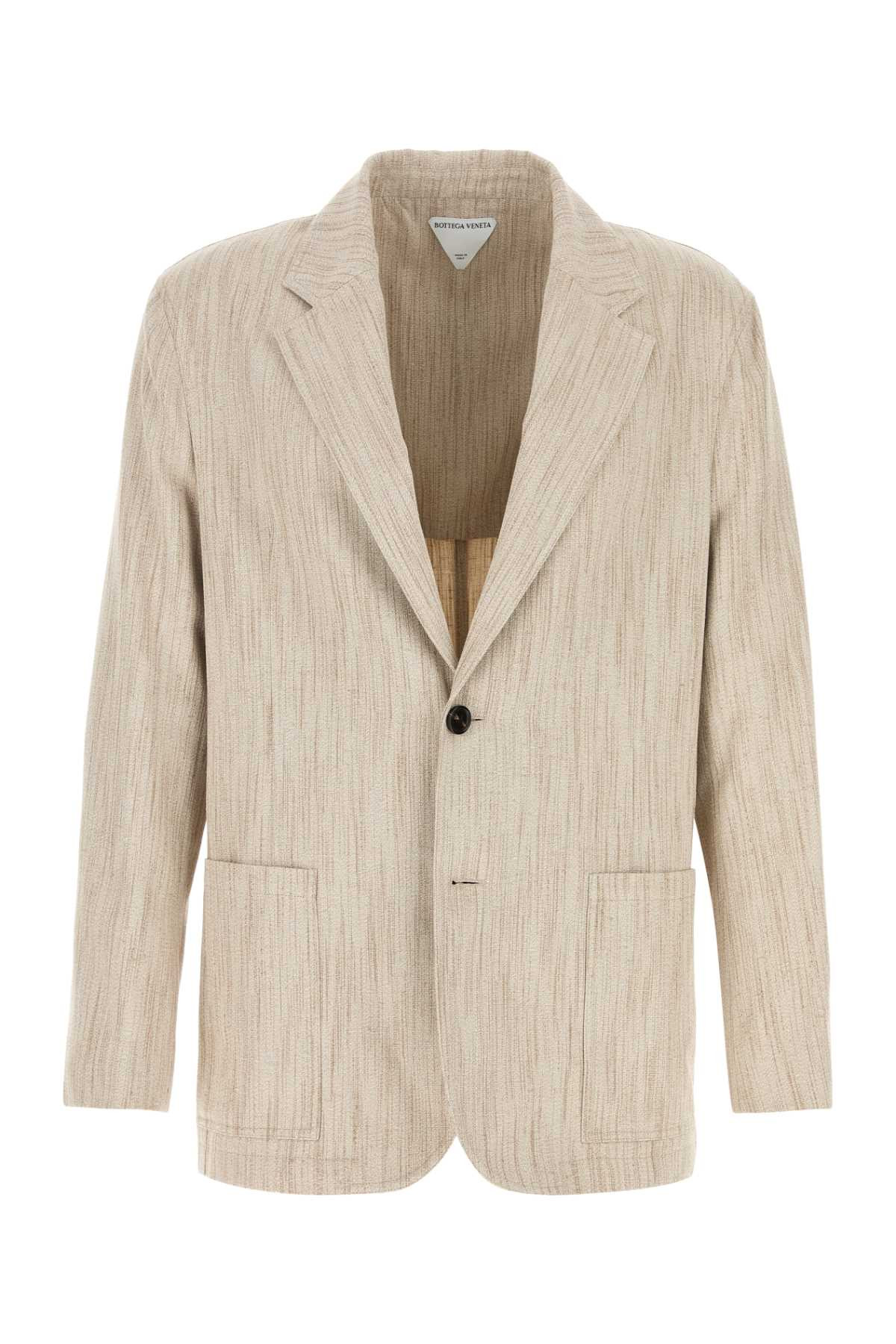 Bottega Veneta Men Melange Sand Viscose Blend Blazer - 1