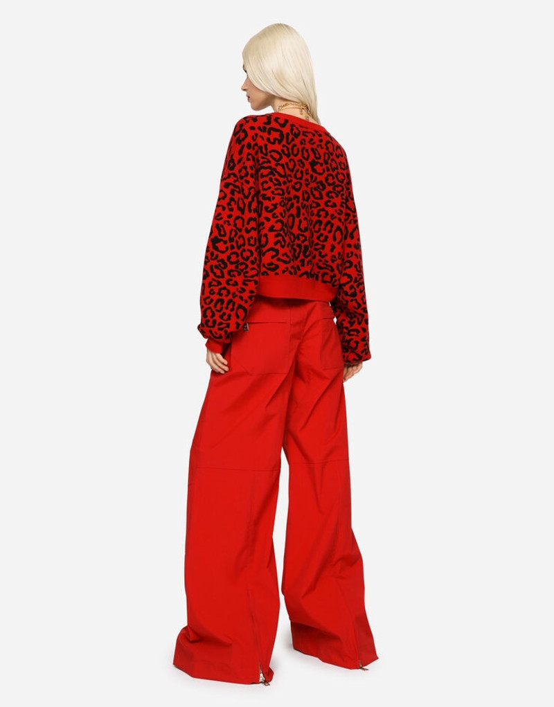Cropped wool sweater with leopard inlay 3