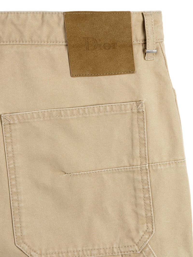 BEIGE COTTON TWILL CARPENTER`S STYLE JEANS 5